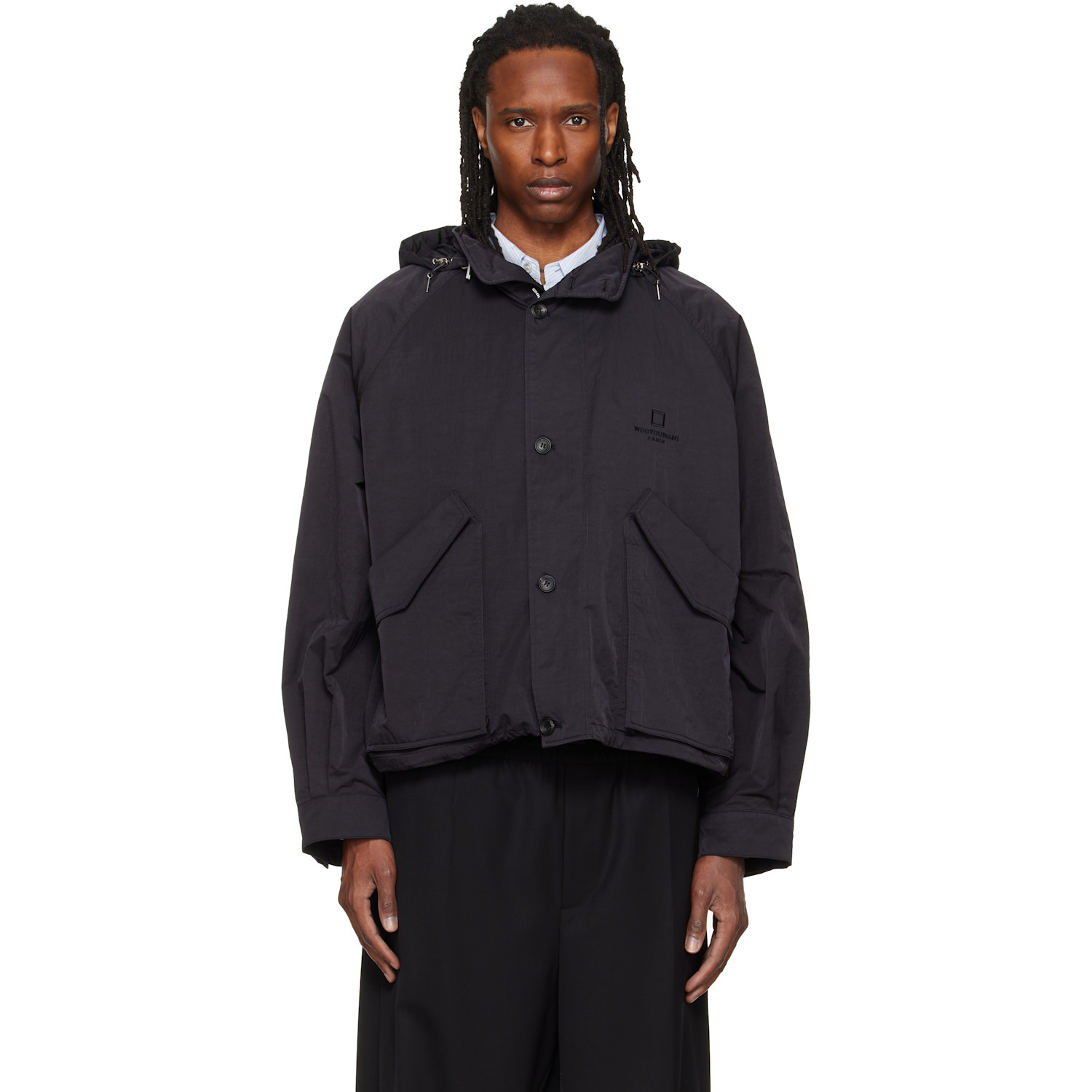 WOOYOUNGMI Black Raglan Parachute Jacket