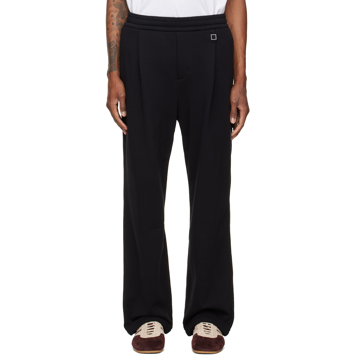 WOOYOUNGMI Black Cotton Single-Pleat Banding Sweatpants