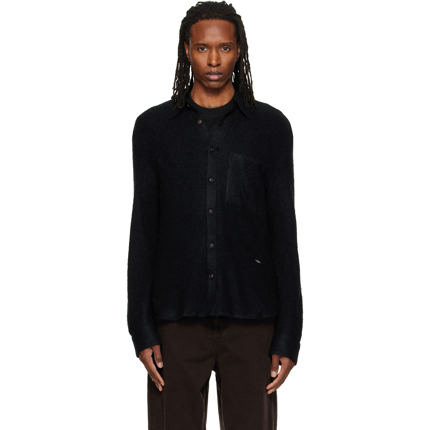WOOYOUNGMI Black Knit Mohair Shirt