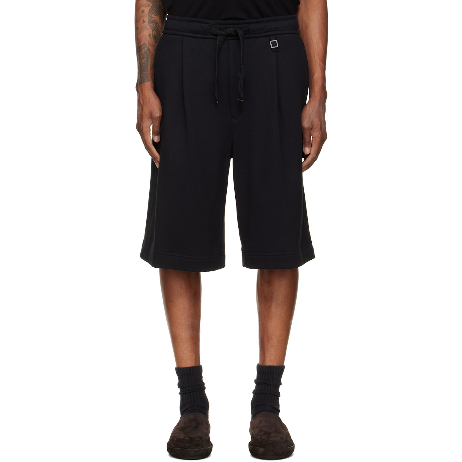 WOOYOUNGMI Black Single-Pleat Cotton Shorts