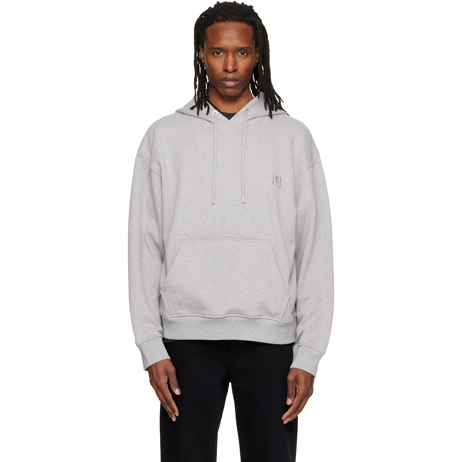 WOOYOUNGMI Gray Flower Back Logo Hoodie