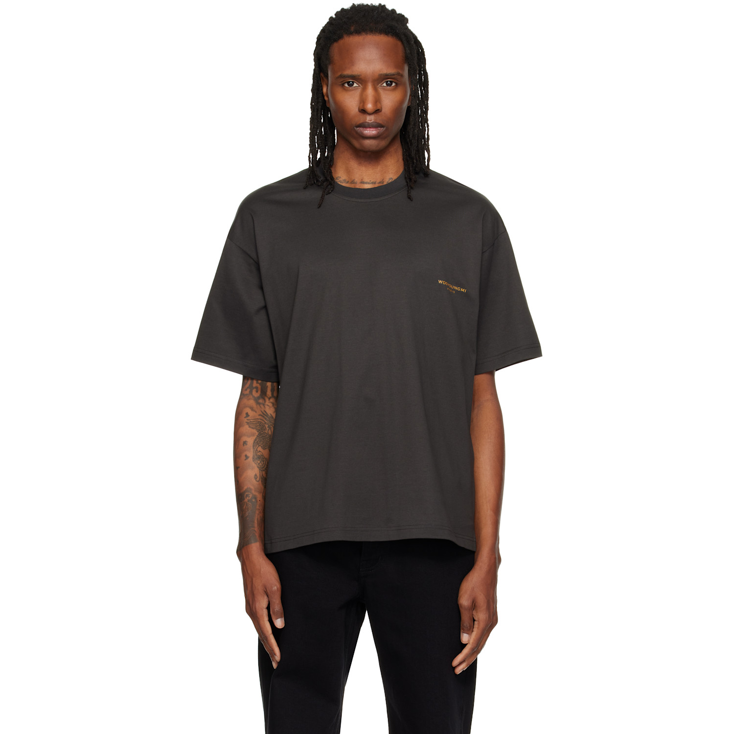 WOOYOUNGMI Gray Scenery Graphic T-shirt