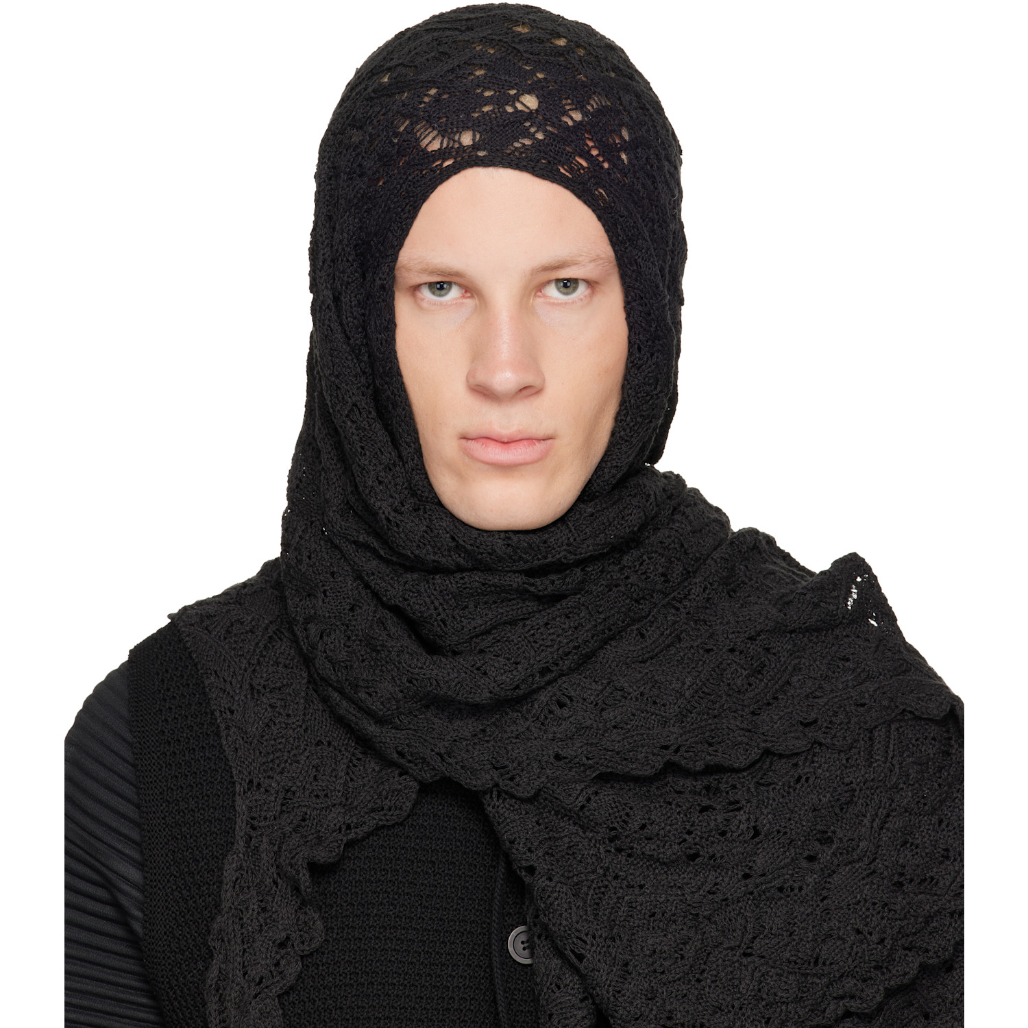 HOMME PLISSÉ ISSEY MIYAKE Black Branches & Leaves May Scarf
