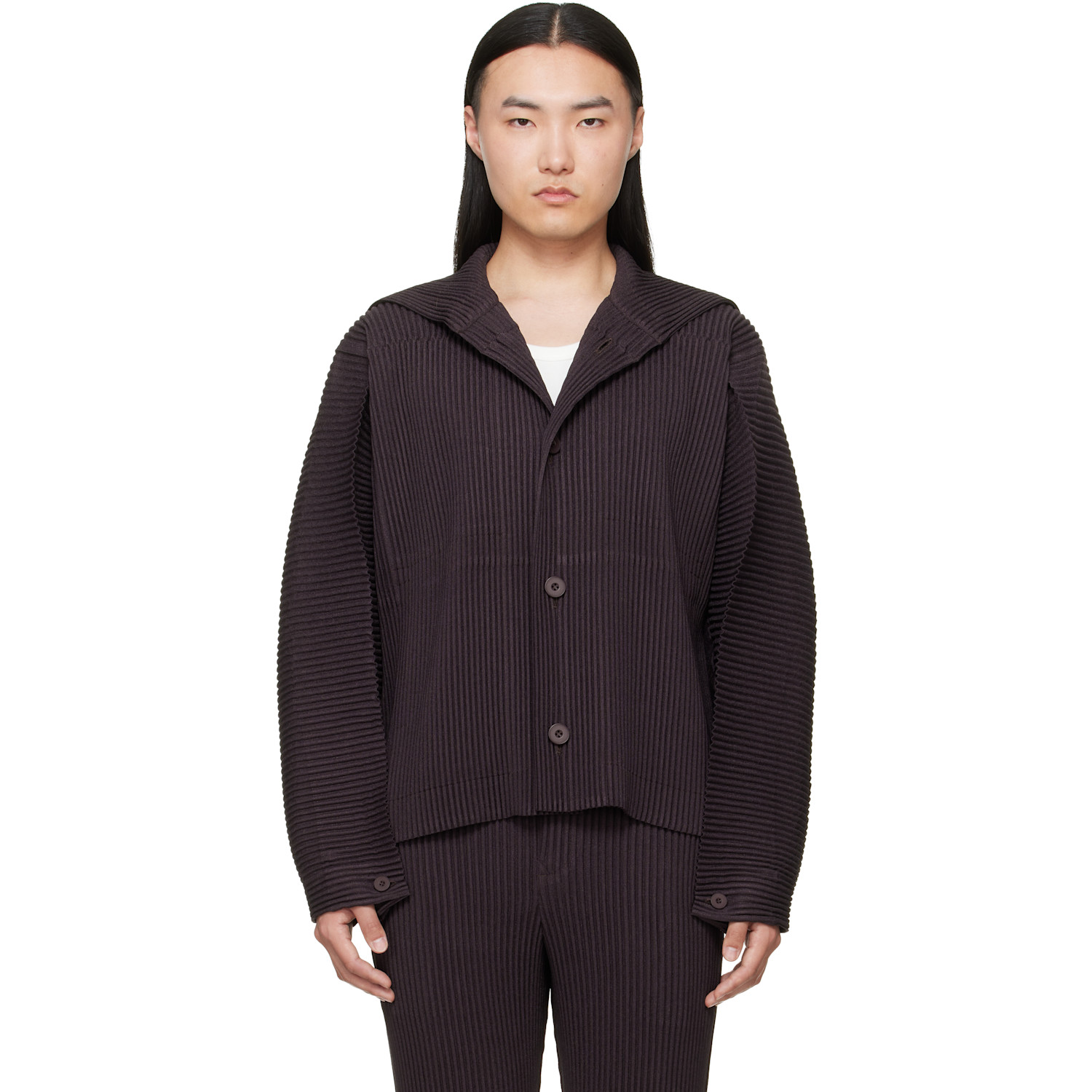 HOMME PLISSÉ ISSEY MIYAKE Brown Linen Like Jacket