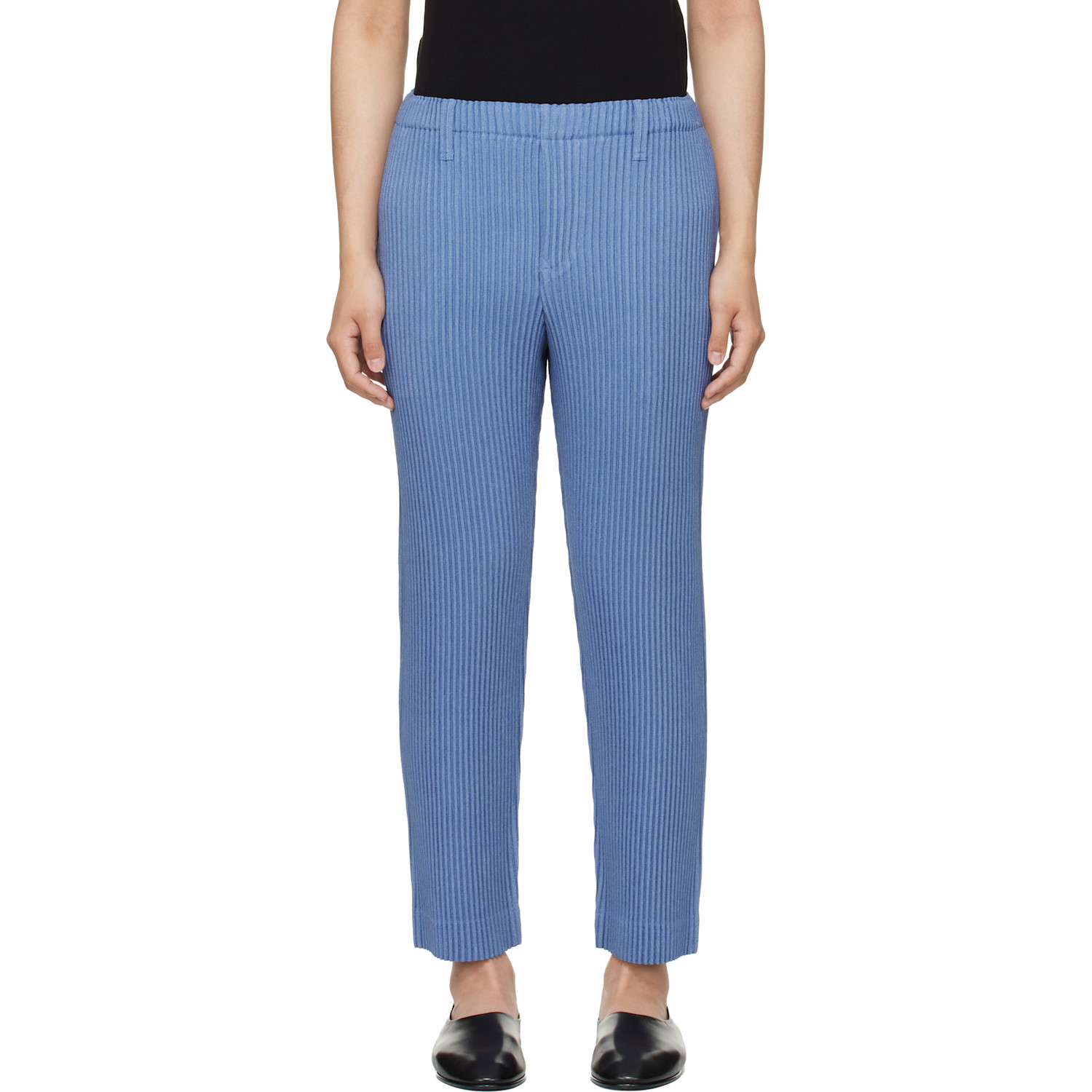 HOMME PLISSÉ ISSEY MIYAKE Blue Linen Like Trousers