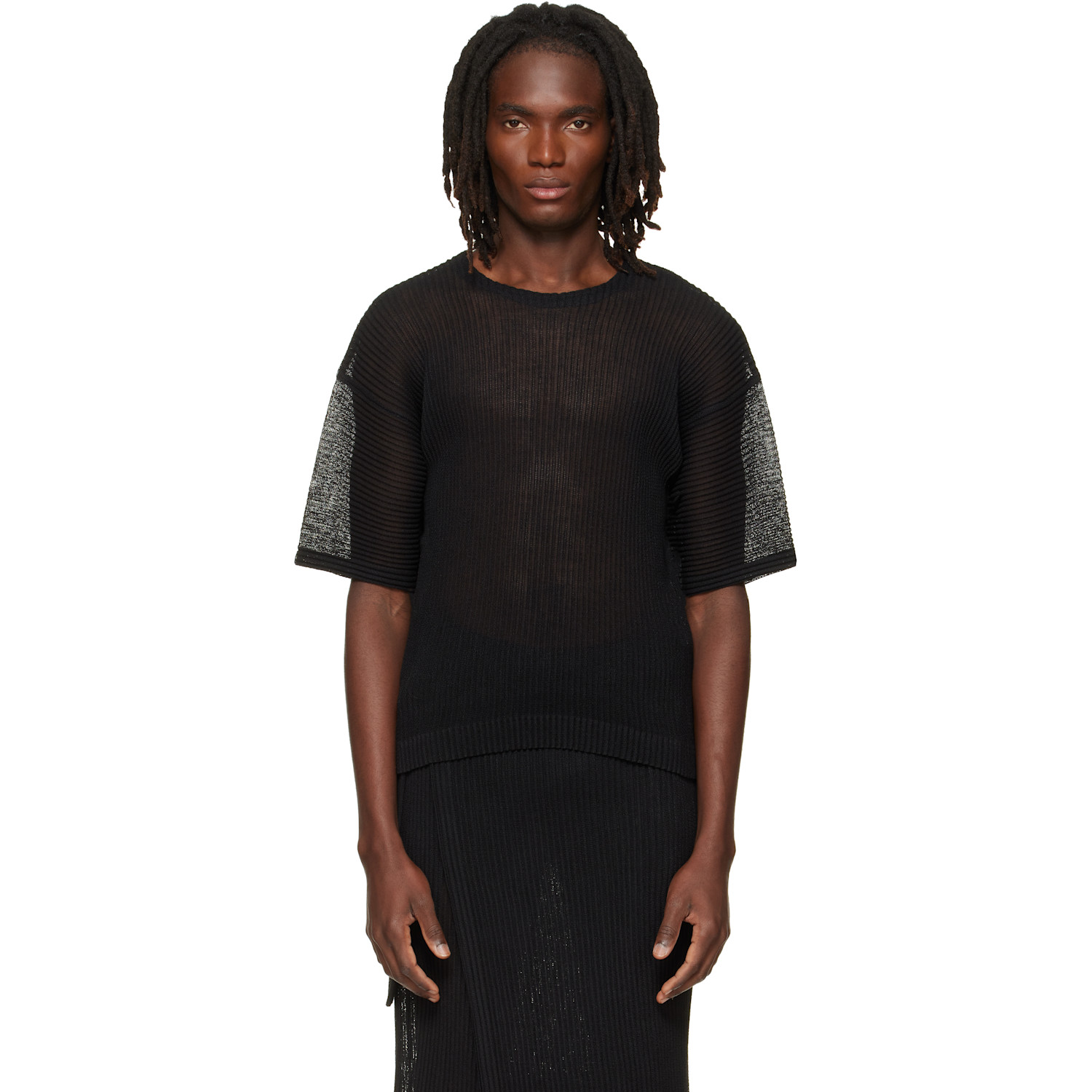 HOMME PLISSÉ ISSEY MIYAKE Black Rustic Mesh T-shirt