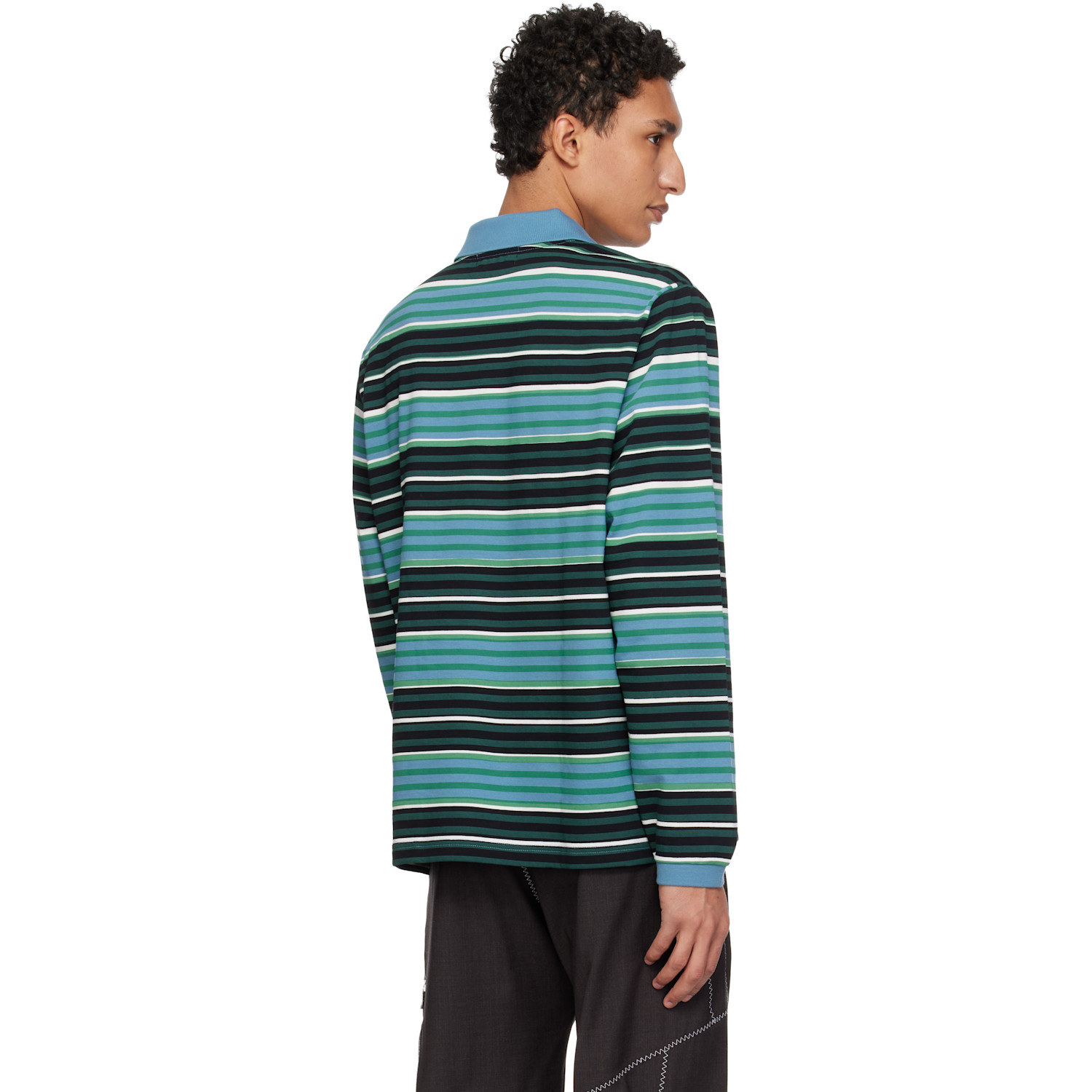  Craig Green Blue Fred Perry Edition Overprint Long Sleeve Henley Polo 