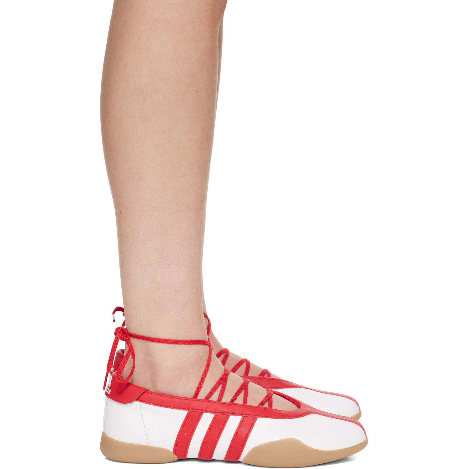Adidas Originals Red & White Taekwondo Mei Ballerina Flats In White/better Scarlet