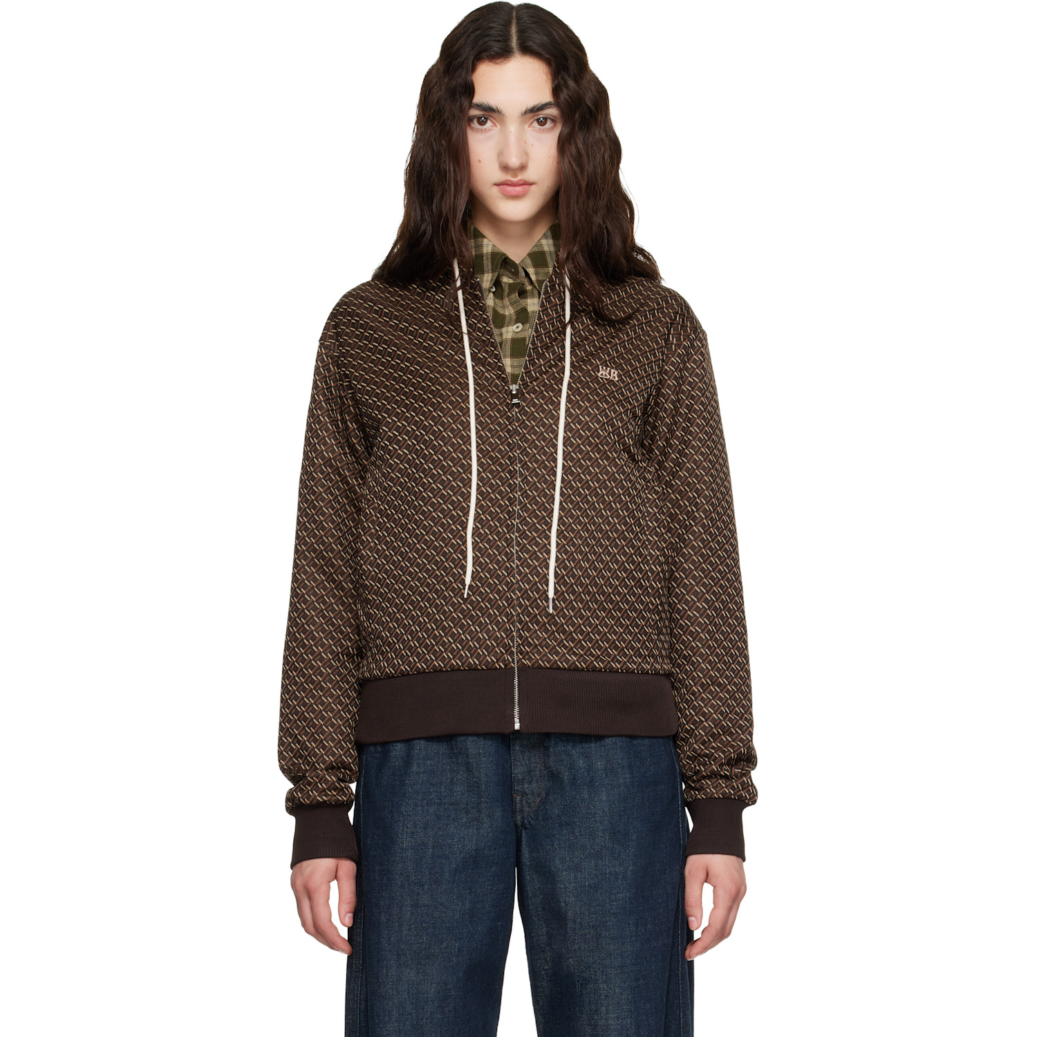 Wales Bonner Brown Modernist Jacquard Hooded Track Jacket