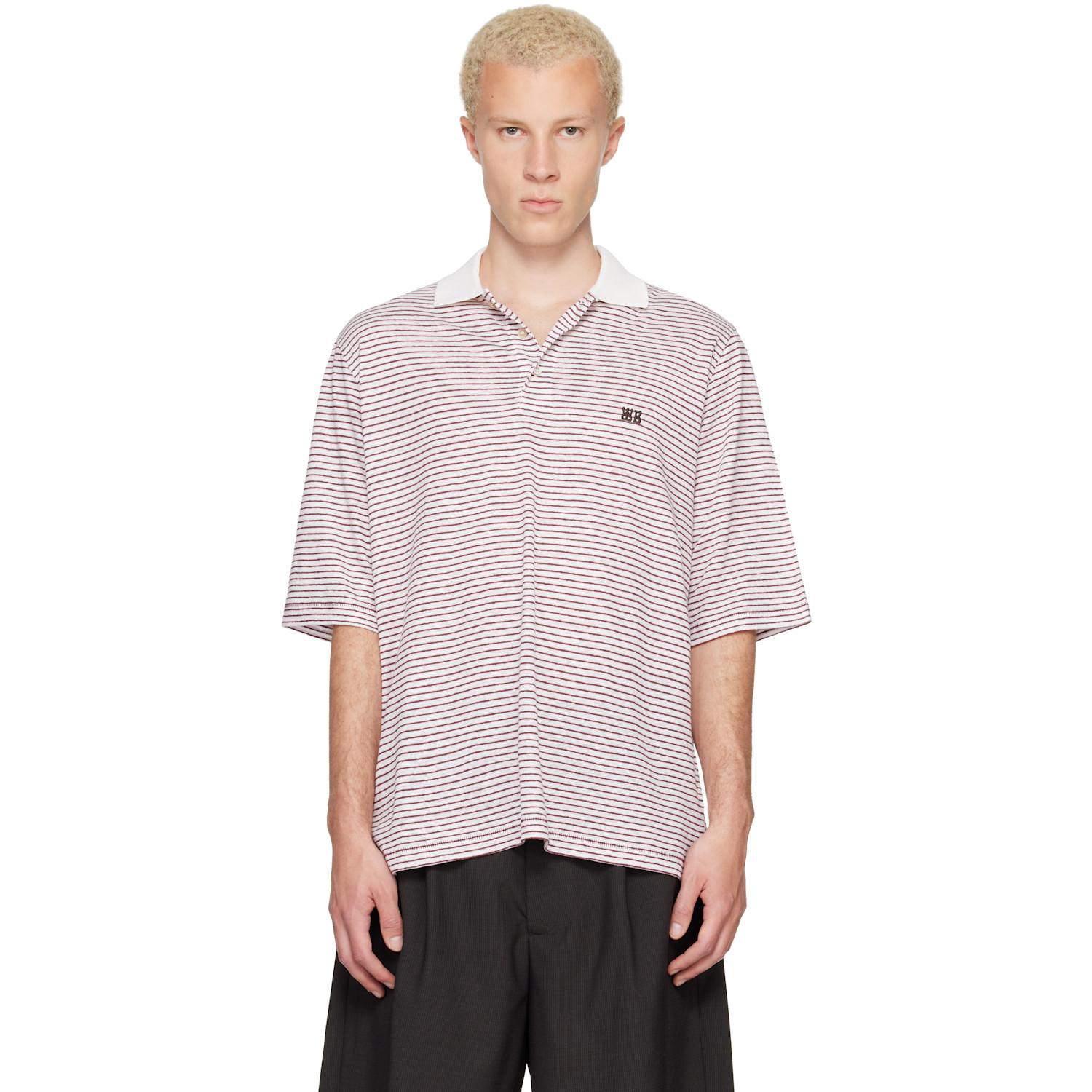 Wales Bonner White & Red Bask Polo
