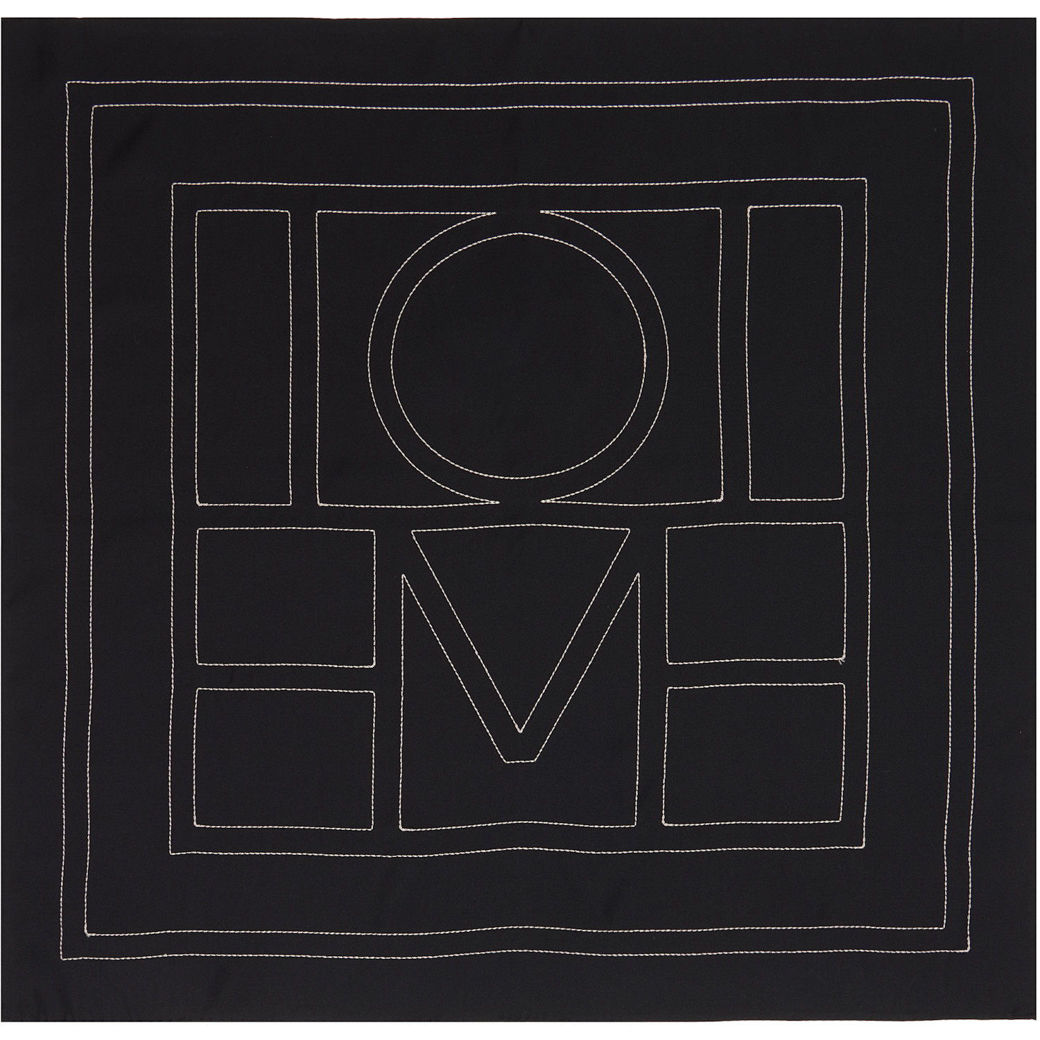 TOTEME Black Embroidered Monogram Silk Scarf