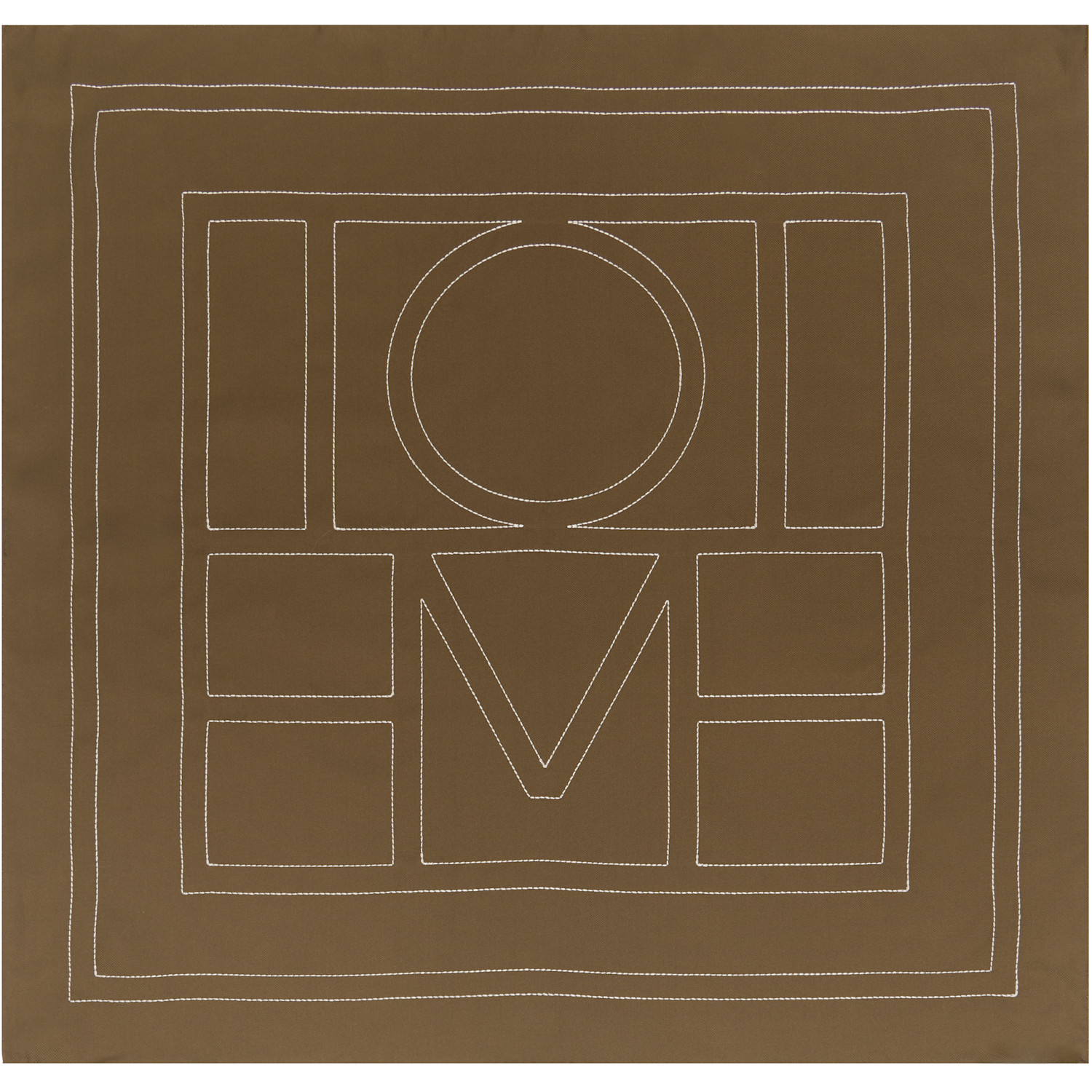 TOTEME Khaki Embroidered Monogram Silk Scarf