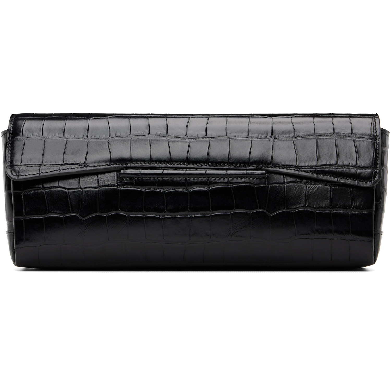 TOTEME Black Soft Croco-Embossed T Clutch