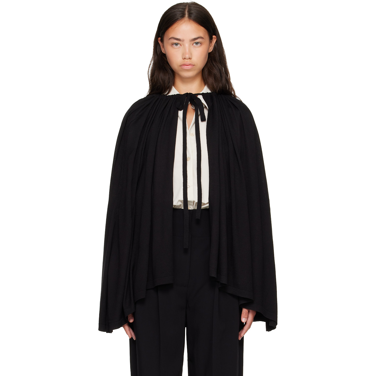 TOTEME Black Drawstring Cape