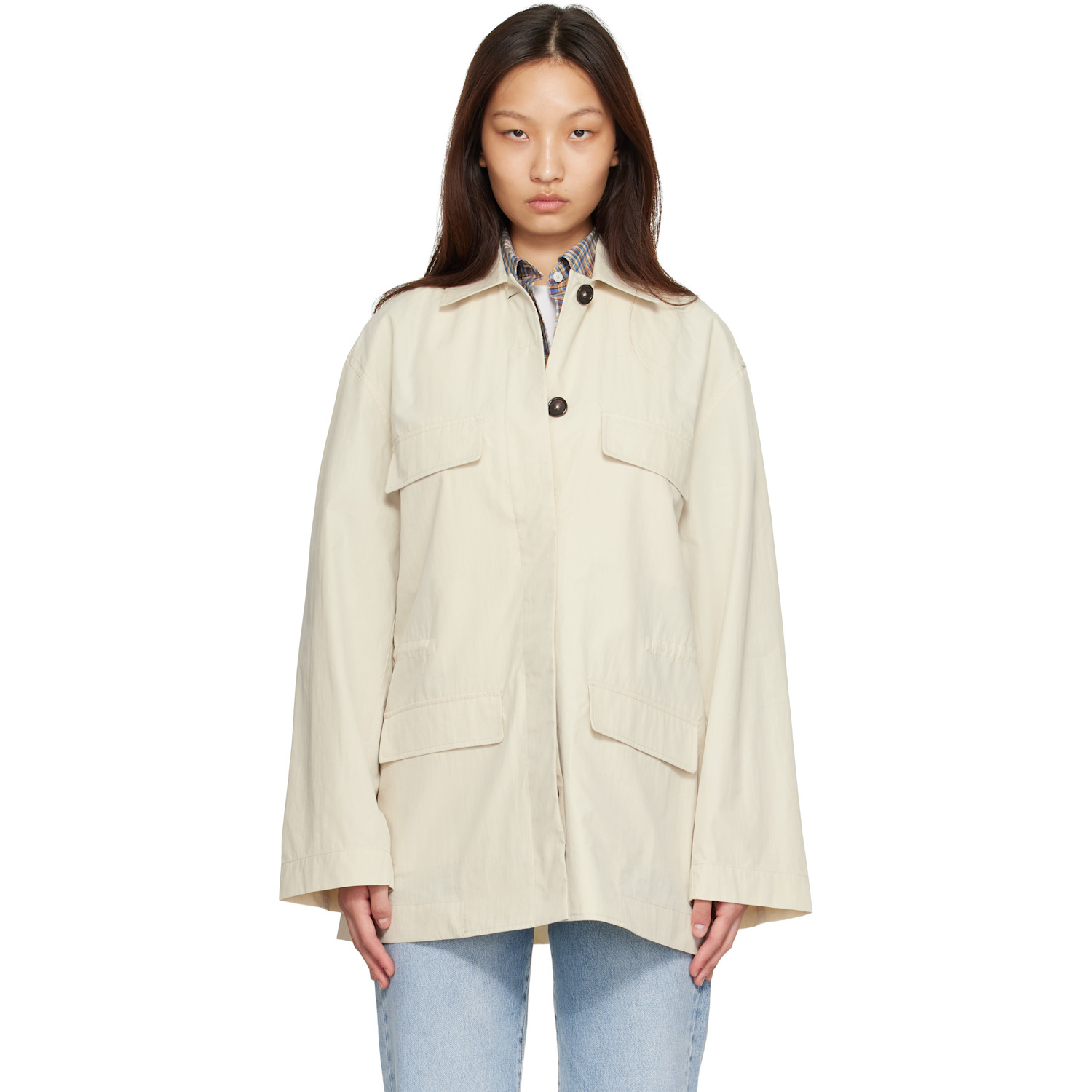 TOTEME Off-White Collared Drawstring Jacket