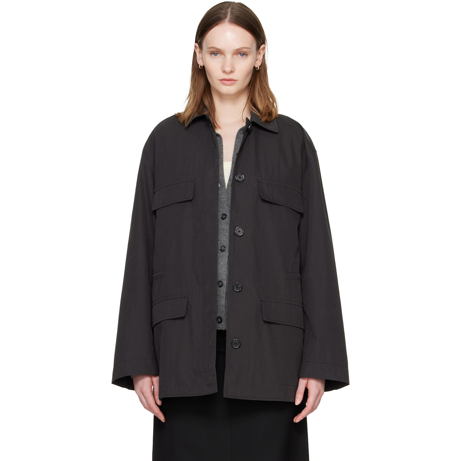 TOTEME Black Collared Drawstring Jacket