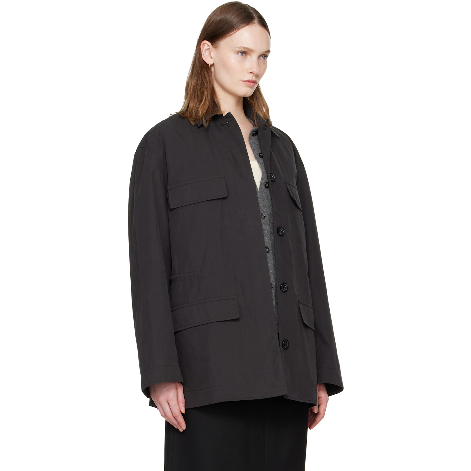  Toteme Black Collared Drawstring Jacket 