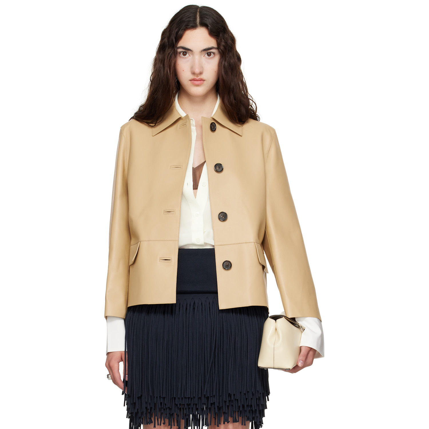 TOTEME Beige Bonded Leather Jacket