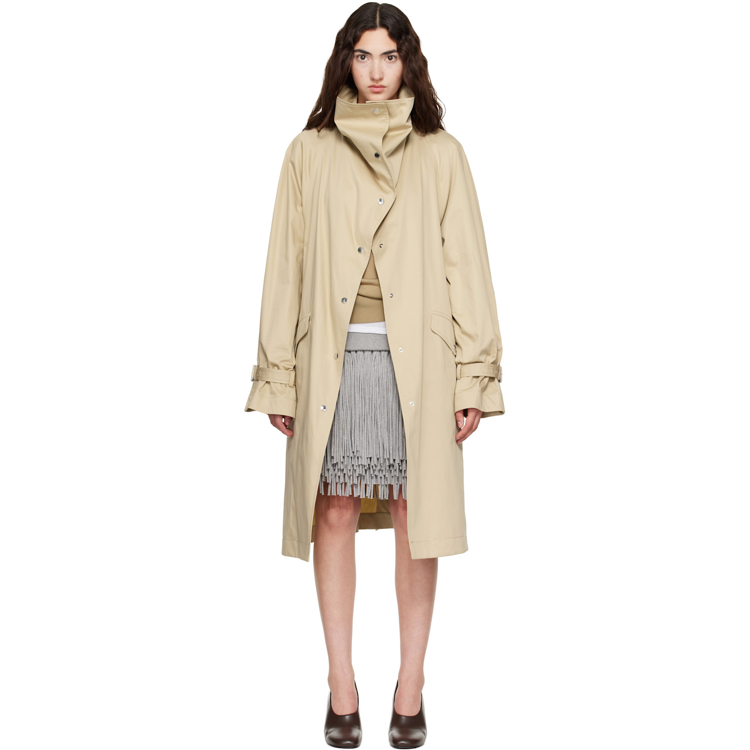 TOTEME Beige Oversized Cotton Trench Coat