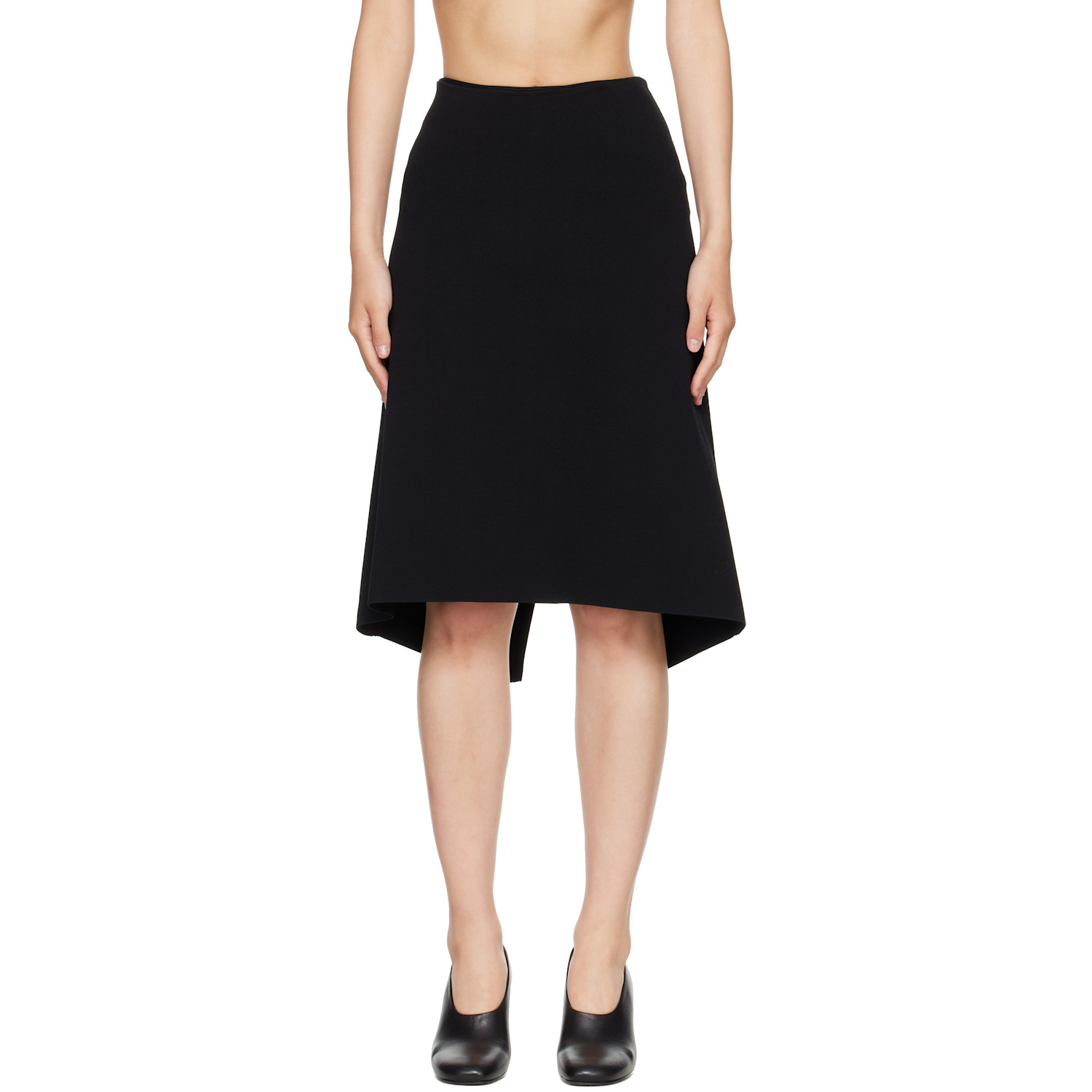 TOTEME Black Dipped Knit Midi Skirt
