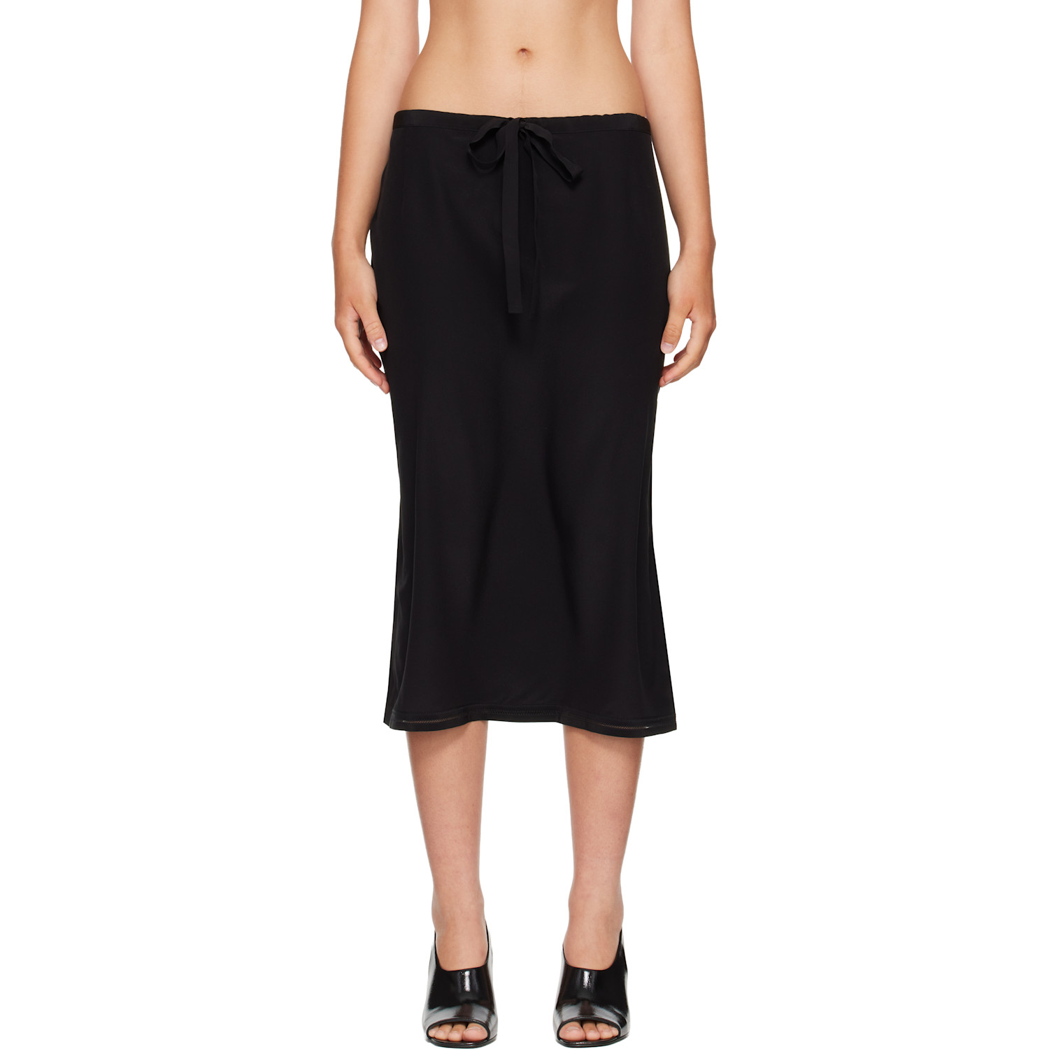 TOTEME Black Fluid Silk Midi Skirt