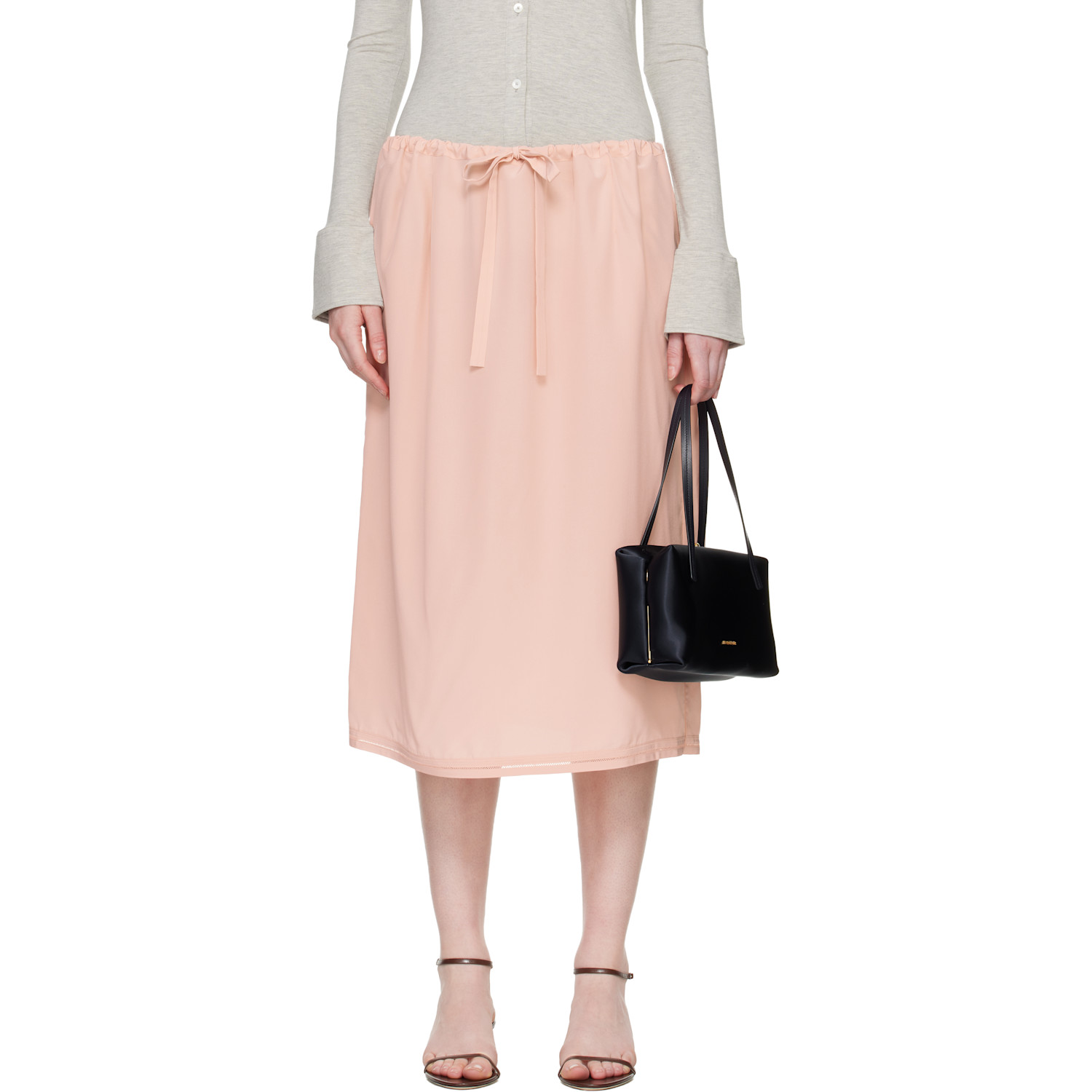 TOTEME Pink Fluid Silk Midi Skirt
