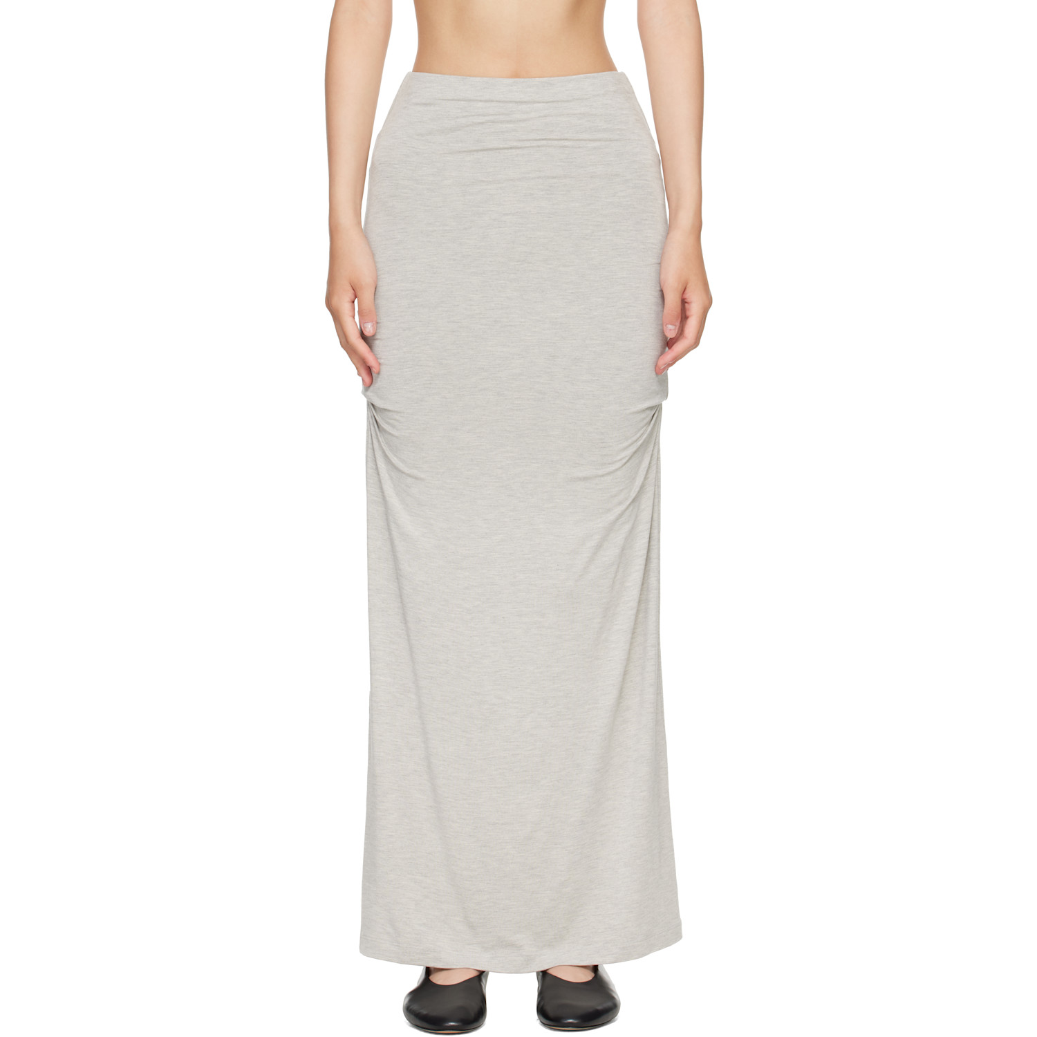 TOTEME Gray Draped Jersey Maxi Skirt