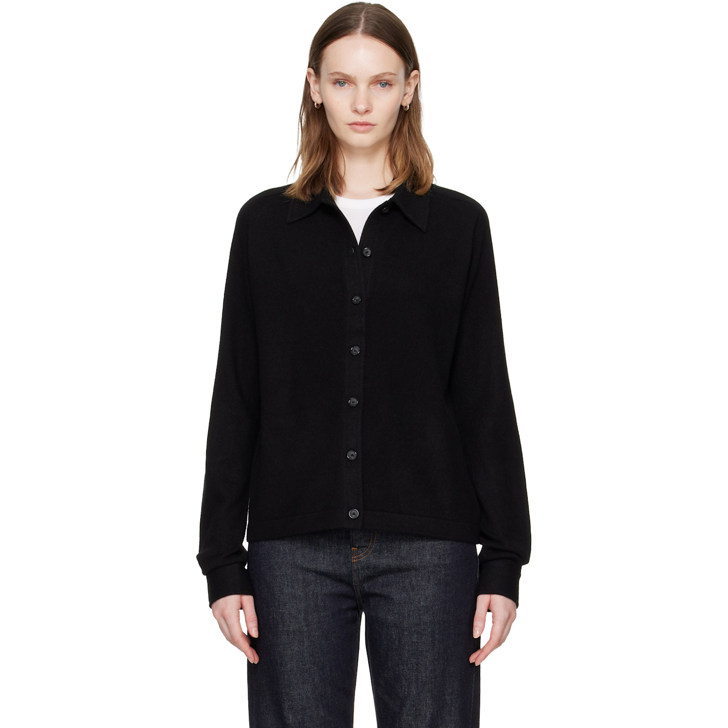 TOTEME Black Raglan-Sleeve Cashmere Cardigan