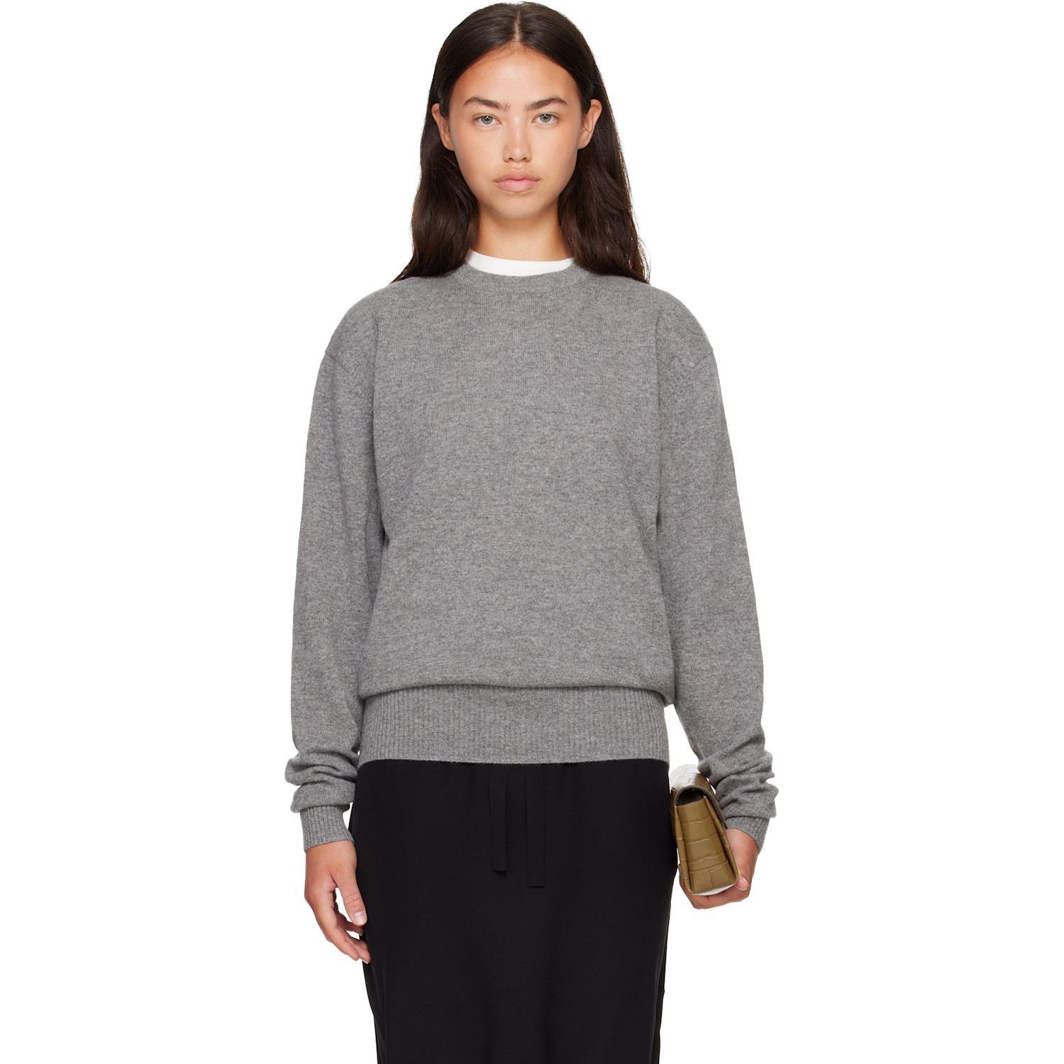 TOTEME Gray Classic Cashmere Crew Knit Sweater