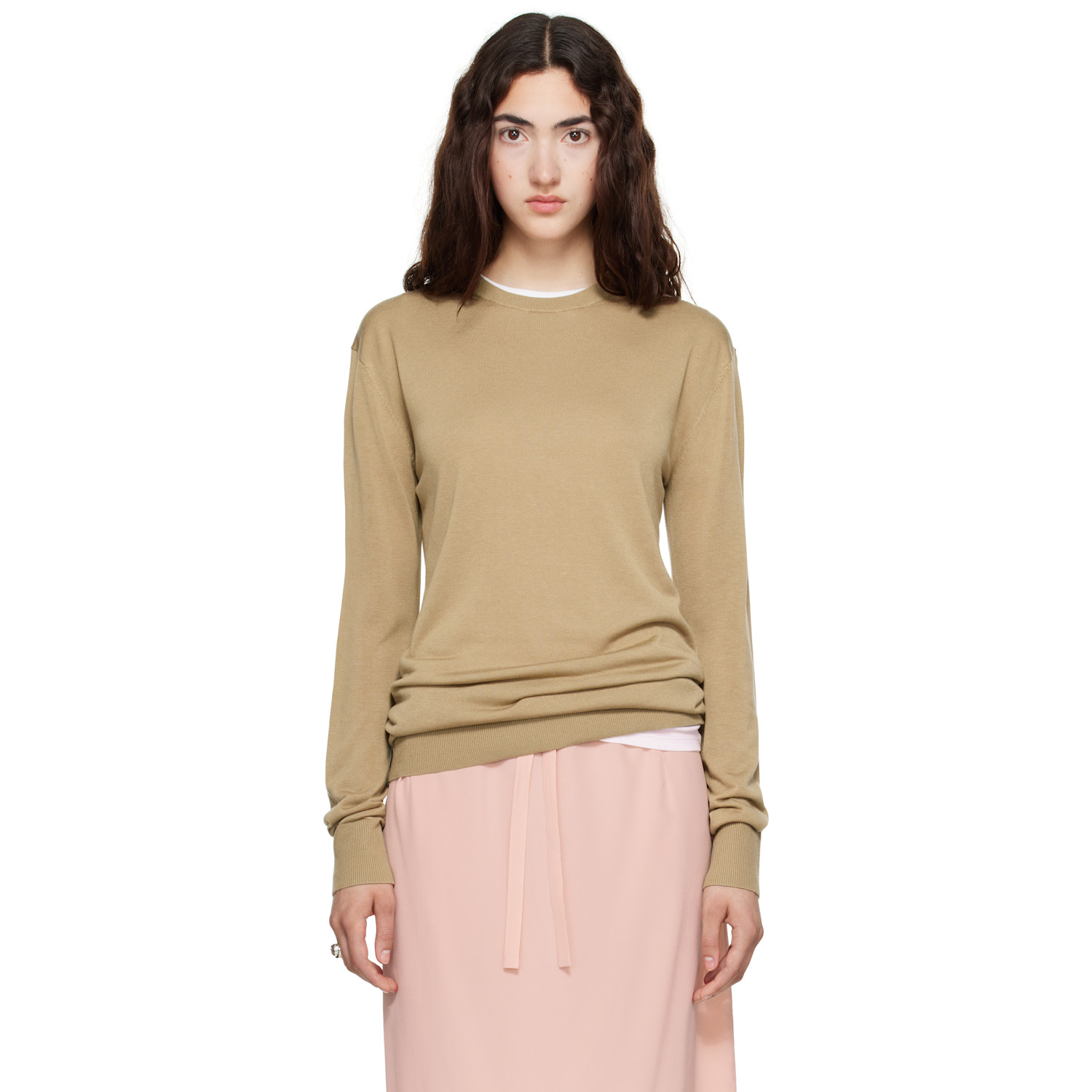 TOTEME Beige Long-Sleeve Knit Sweater