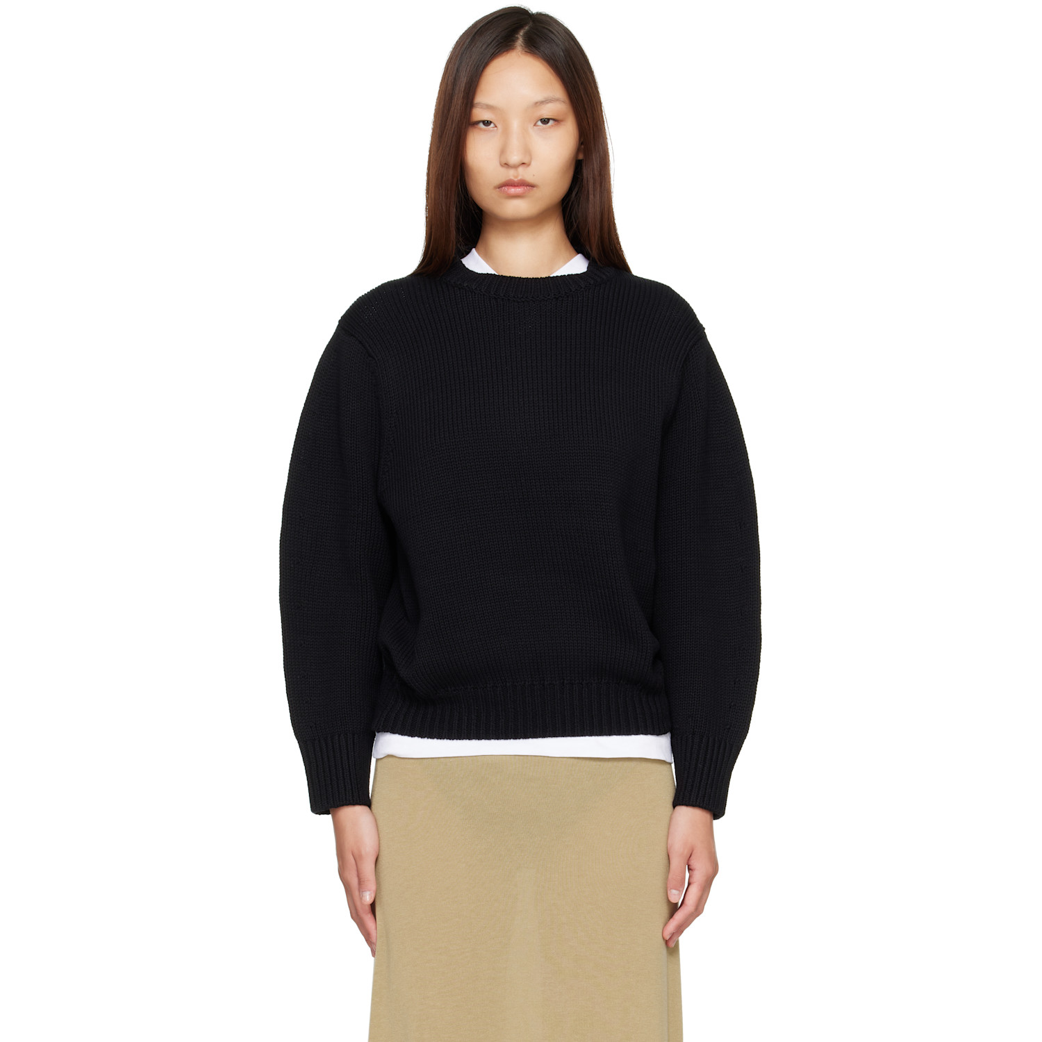 TOTEME Black Oversized Crew Knit Sweater