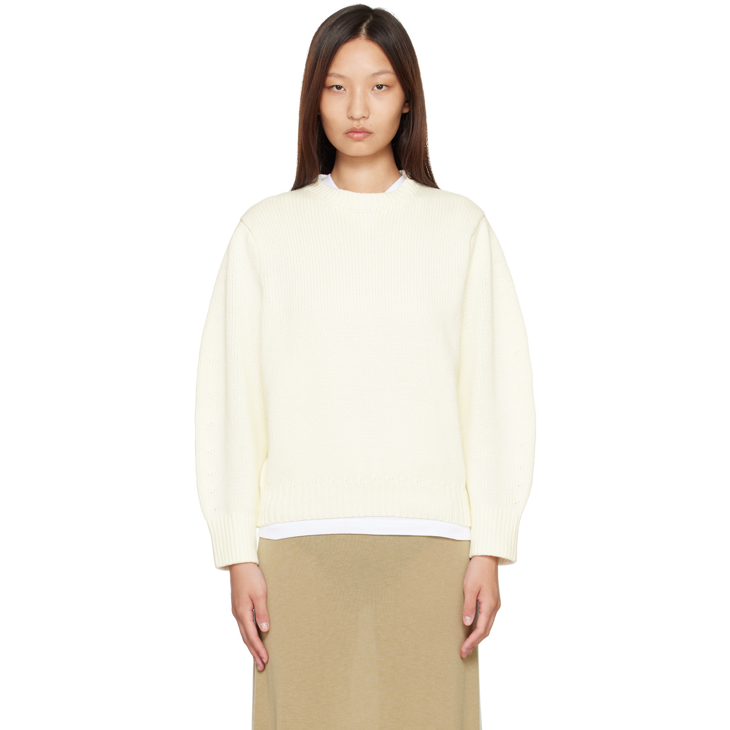 TOTEME Off-White Oversized Crew Knit Sweater