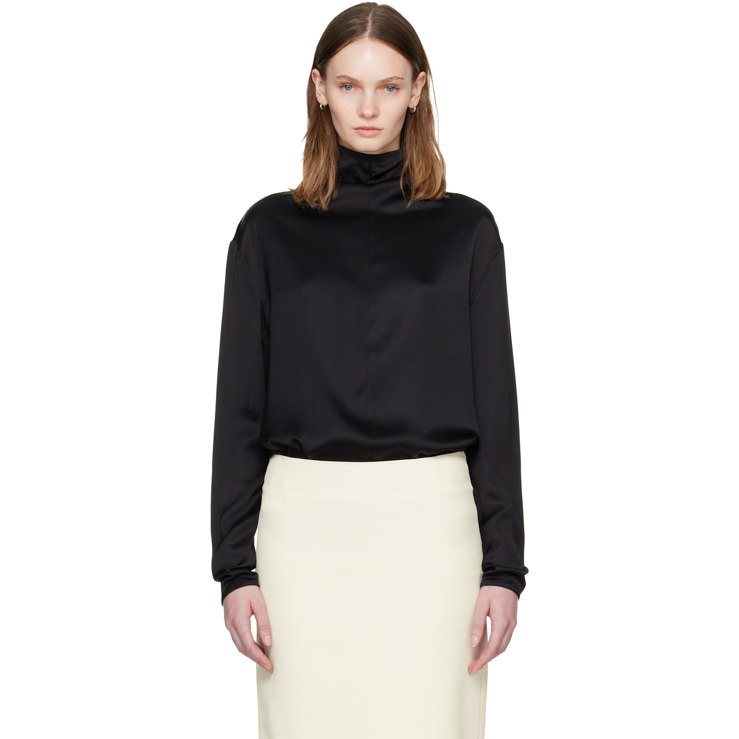 TOTEME Black Slouch-Neck Blouse