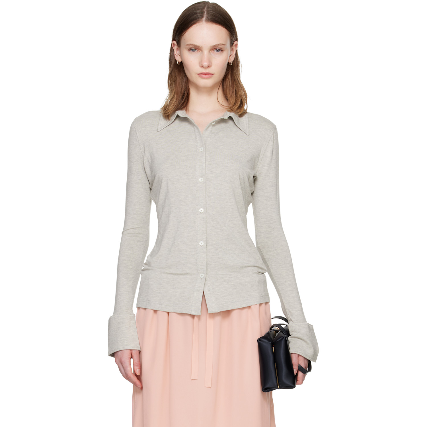 TOTEME Gray Fitted Jersey Shirt