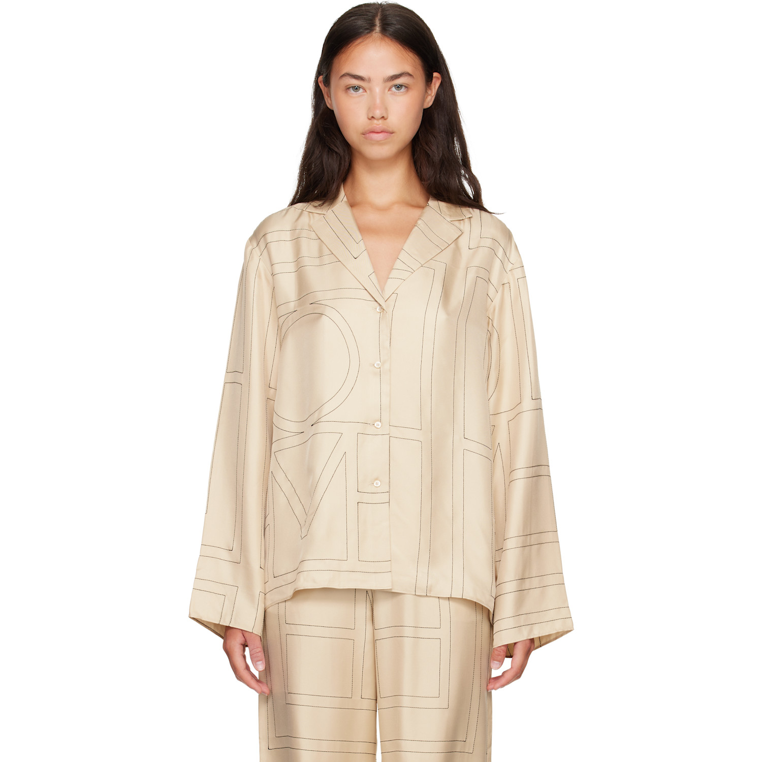 TOTEME Off-White Monogram Silk PJ Shirt