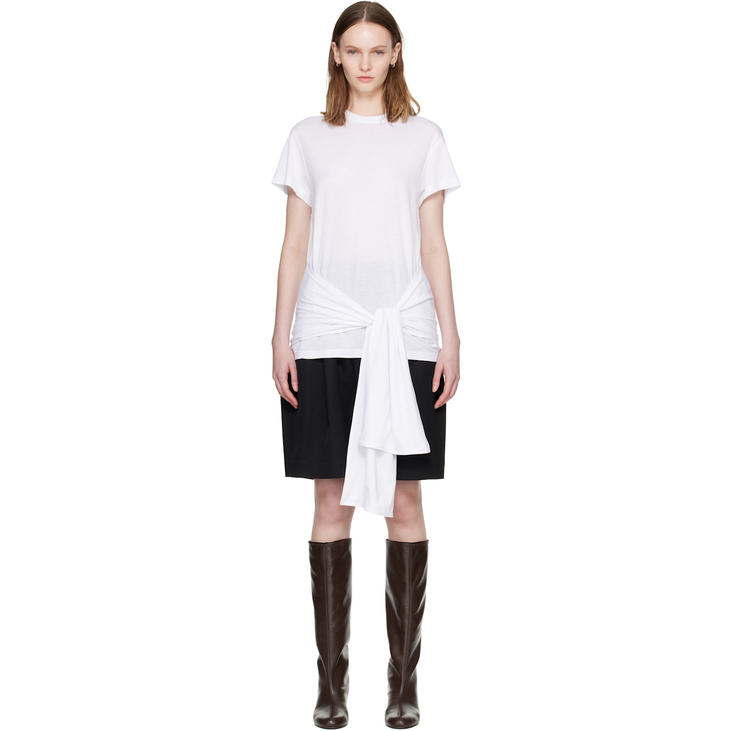 TOTEME White Tie-Waist Jersey T-shirt