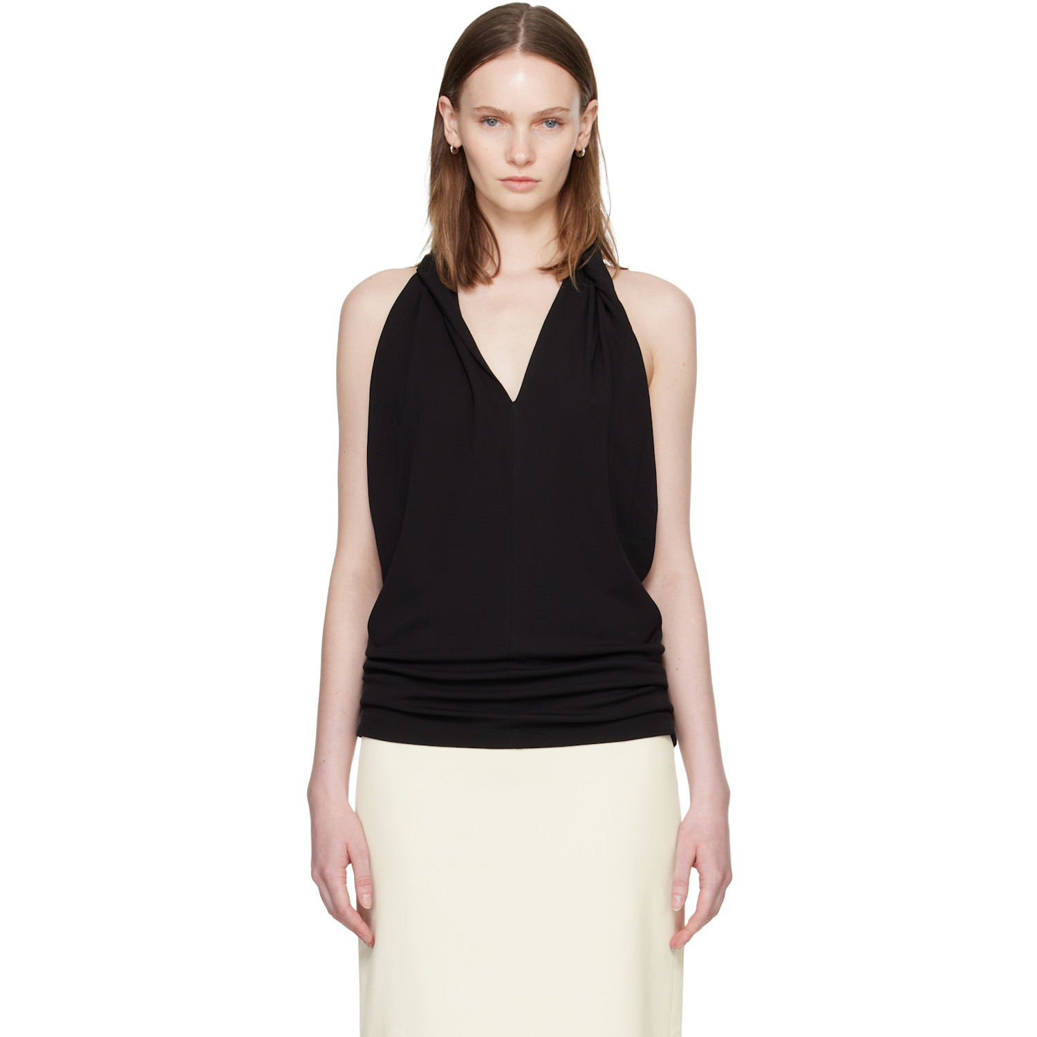 TOTEME Black Twisted Jersey Halter Top