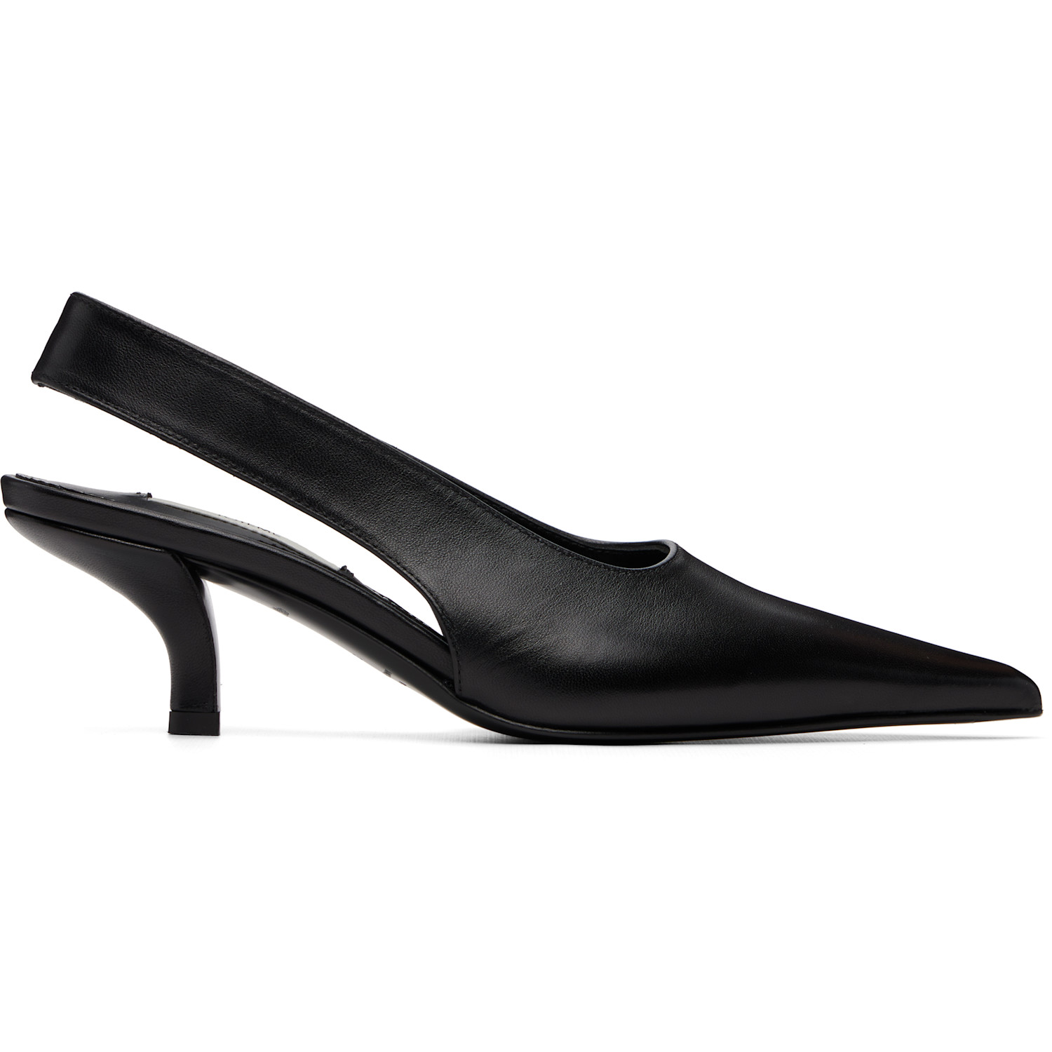TOTEME Black Classic Leather Slingback Heels