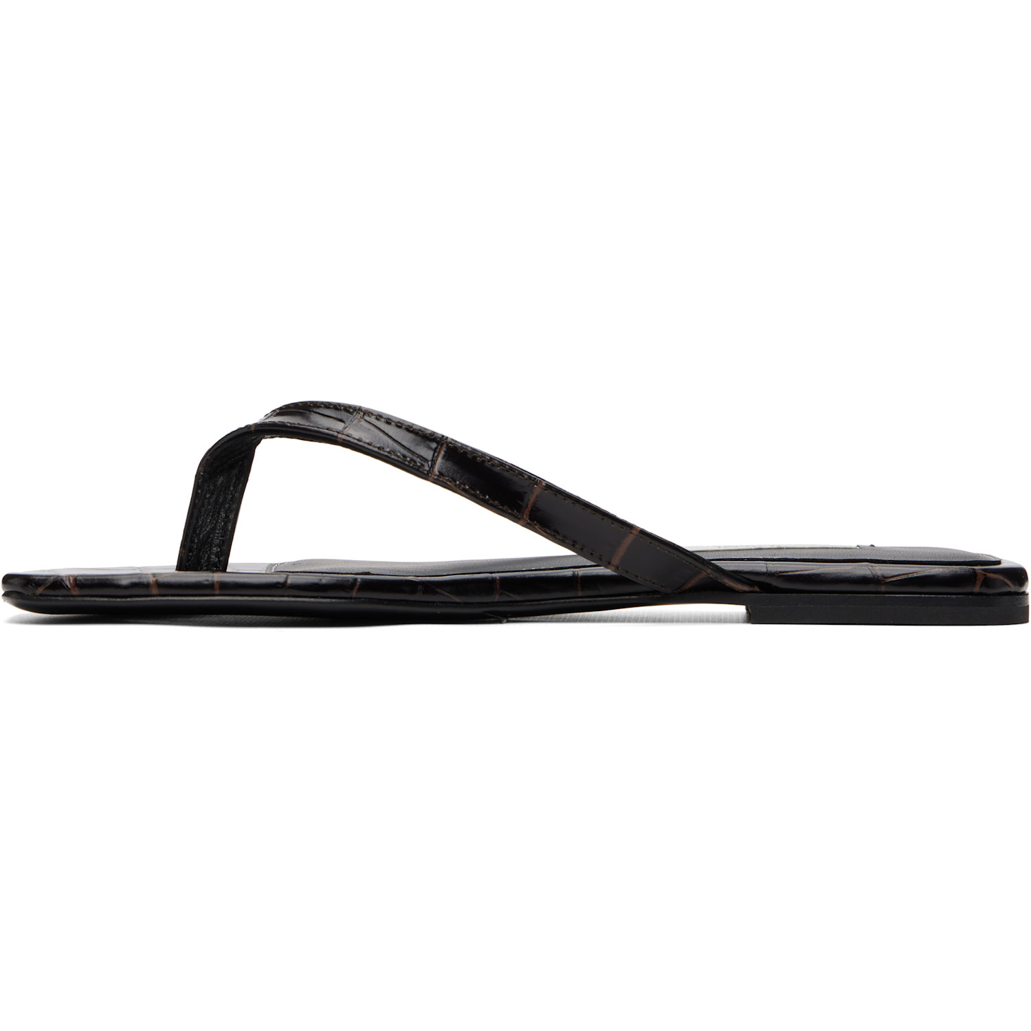  Toteme Brown Croco-embossed Flip-flops 