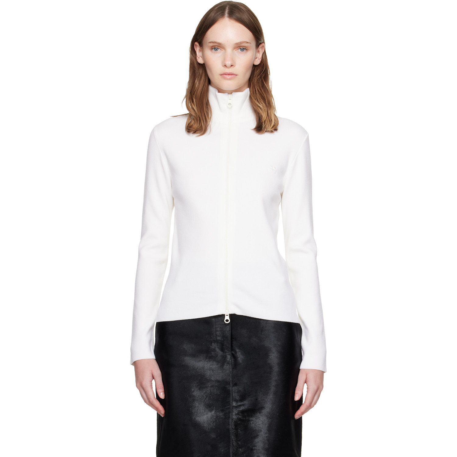 Courrèges White Zipped Merino Wool Cardigan