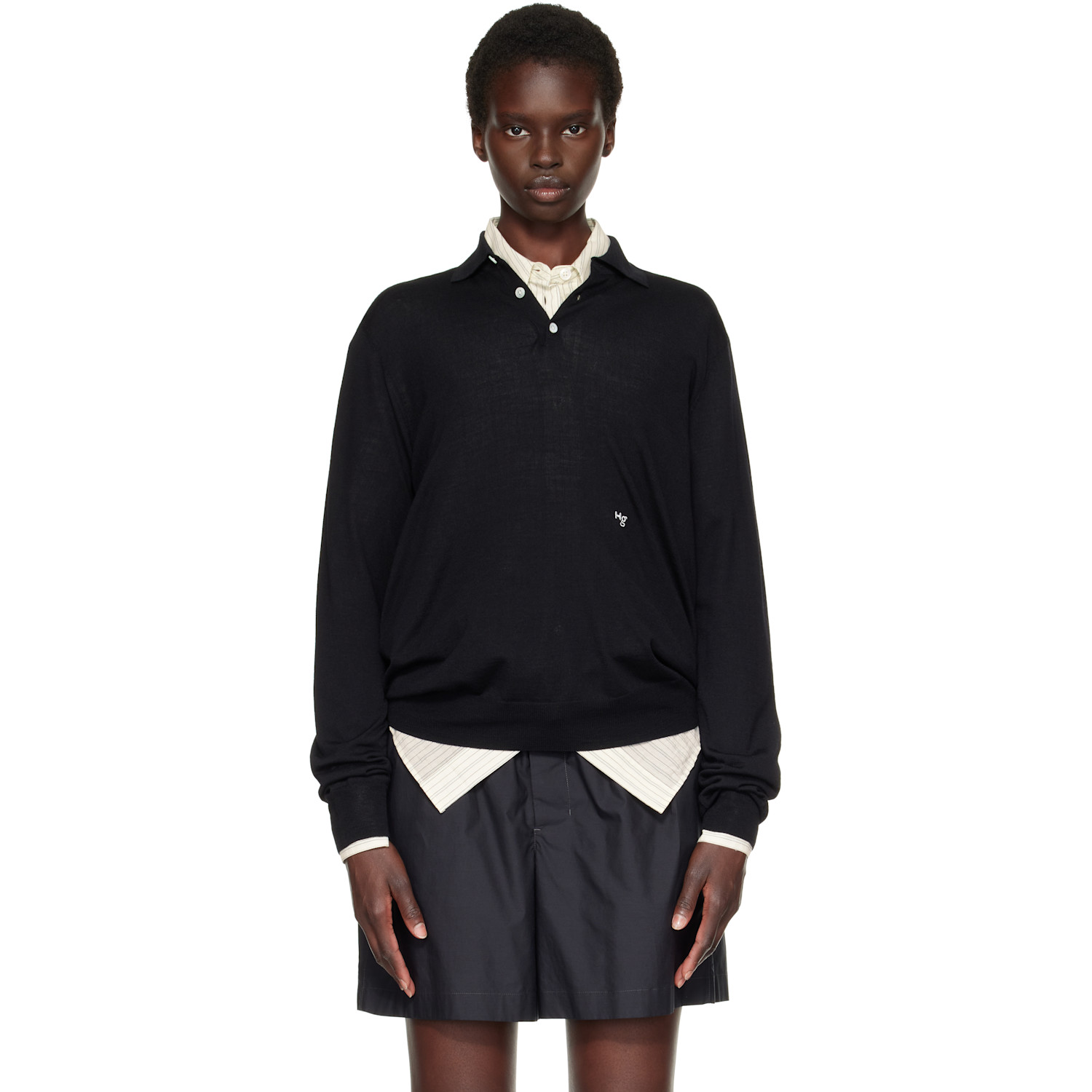 HommeGirls Black Knit Polo
