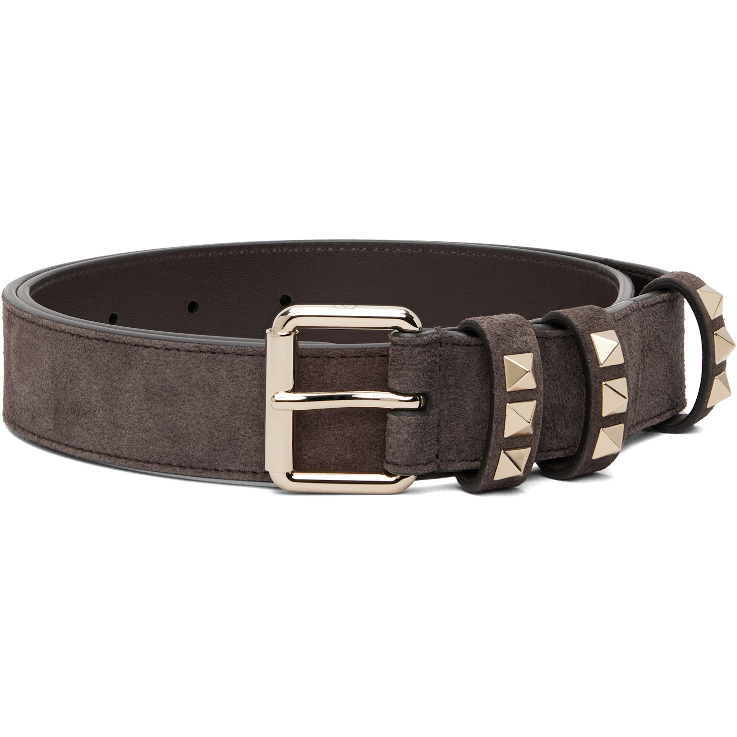 Valentino Garavani Brown Rockstud Suede 30 Belt