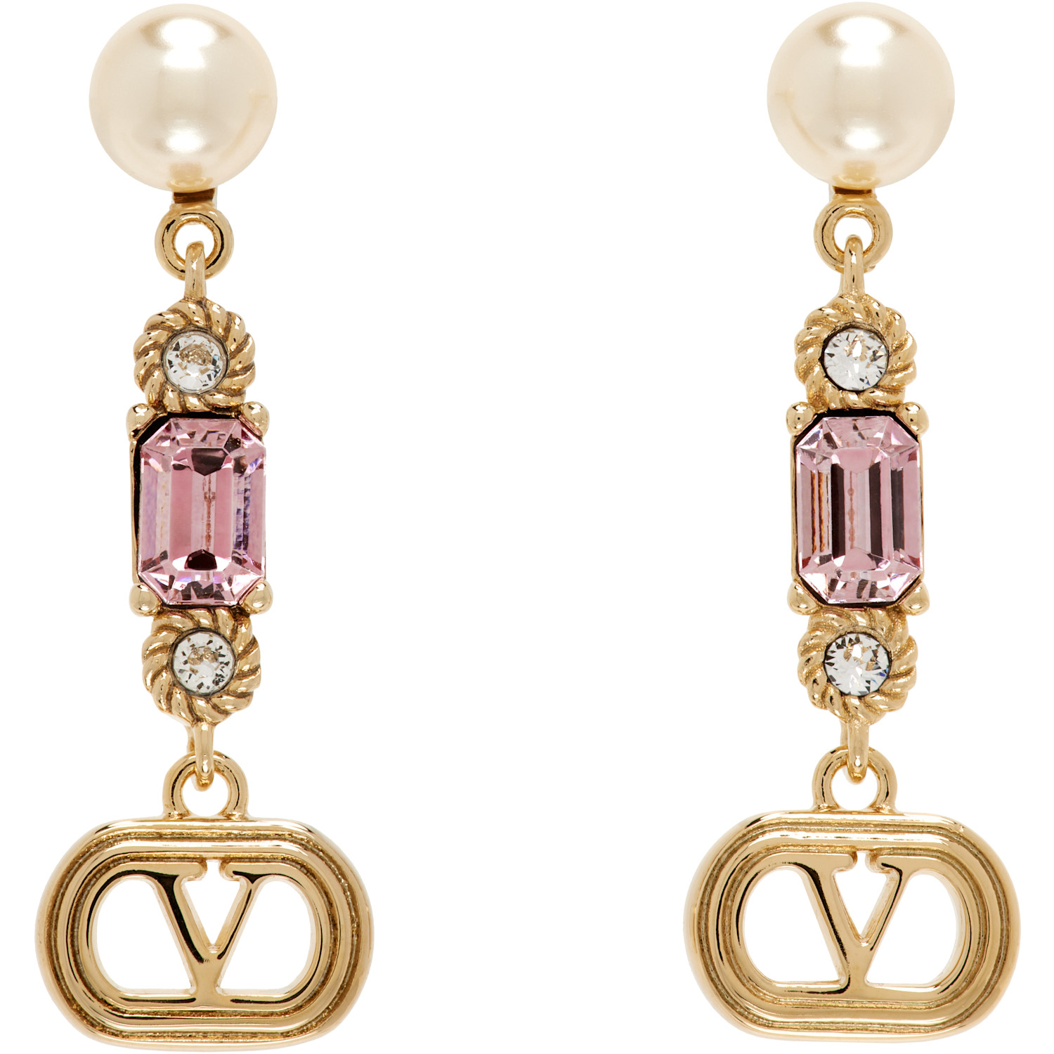 Valentino Garavani Ovalette Faux-Pearl & Swarovski Crystal Earrings