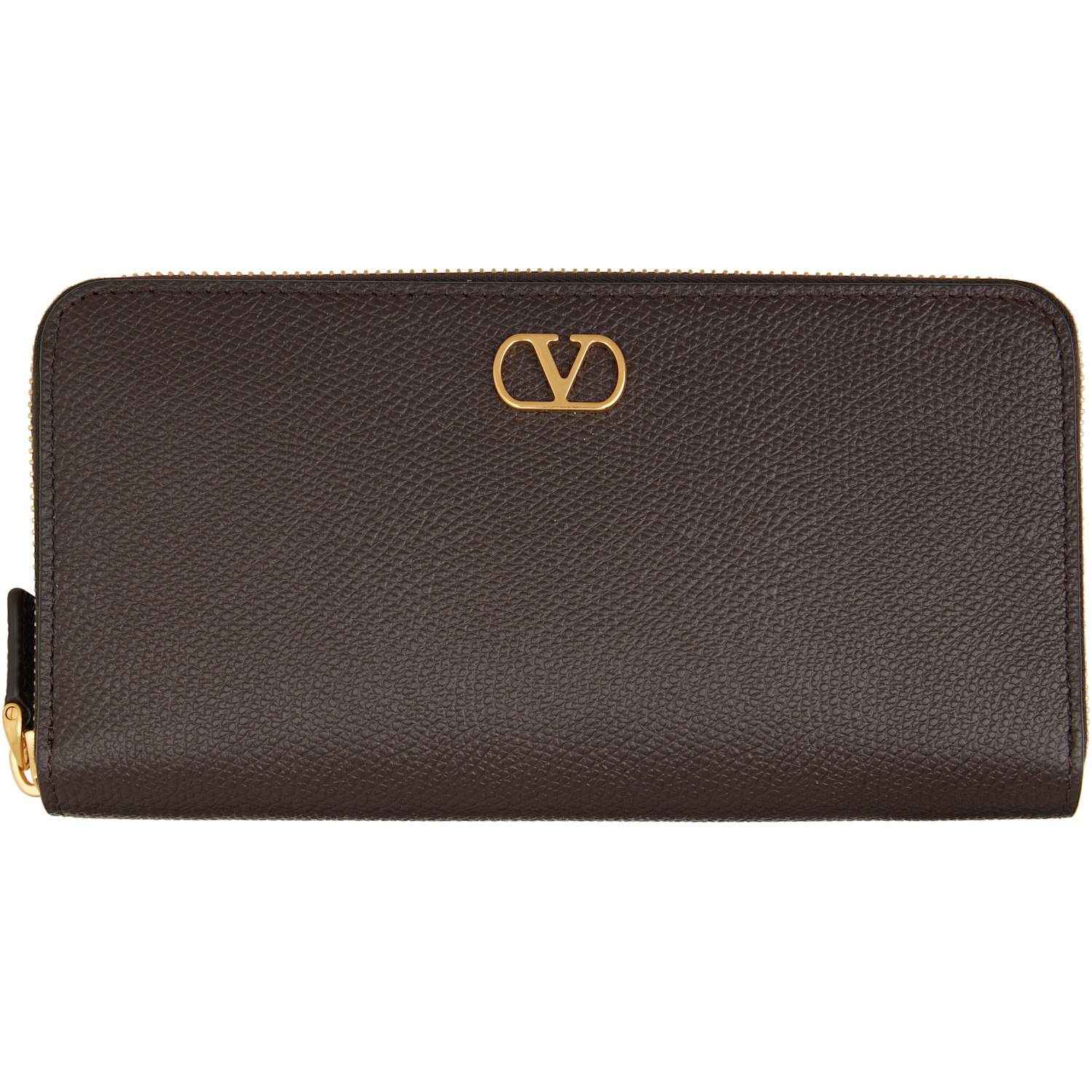 Valentino Garavani Brown VLogo Signature Zip Wallet