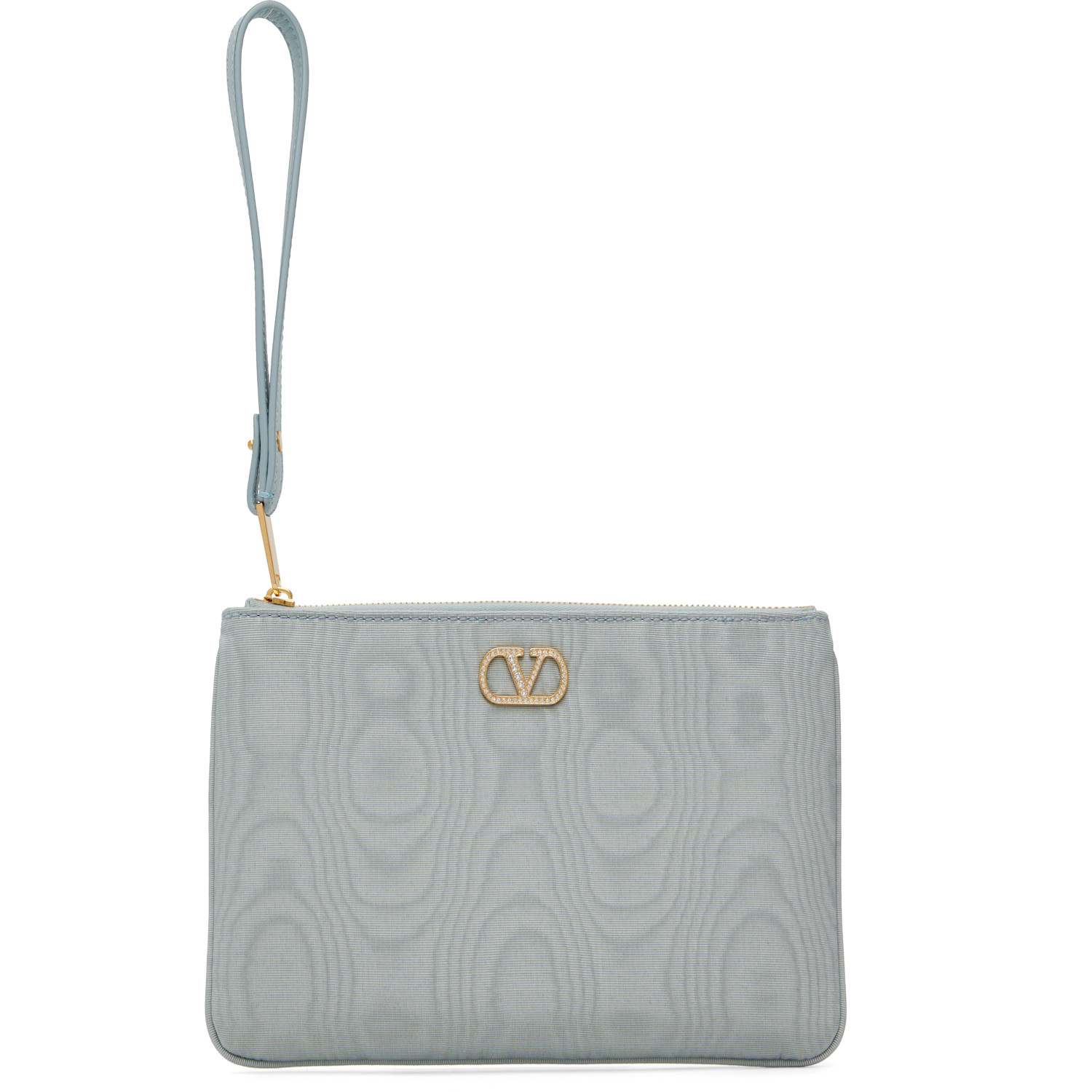 Valentino Garavani Blue VLogo Signature Moiré Fabric Clutch