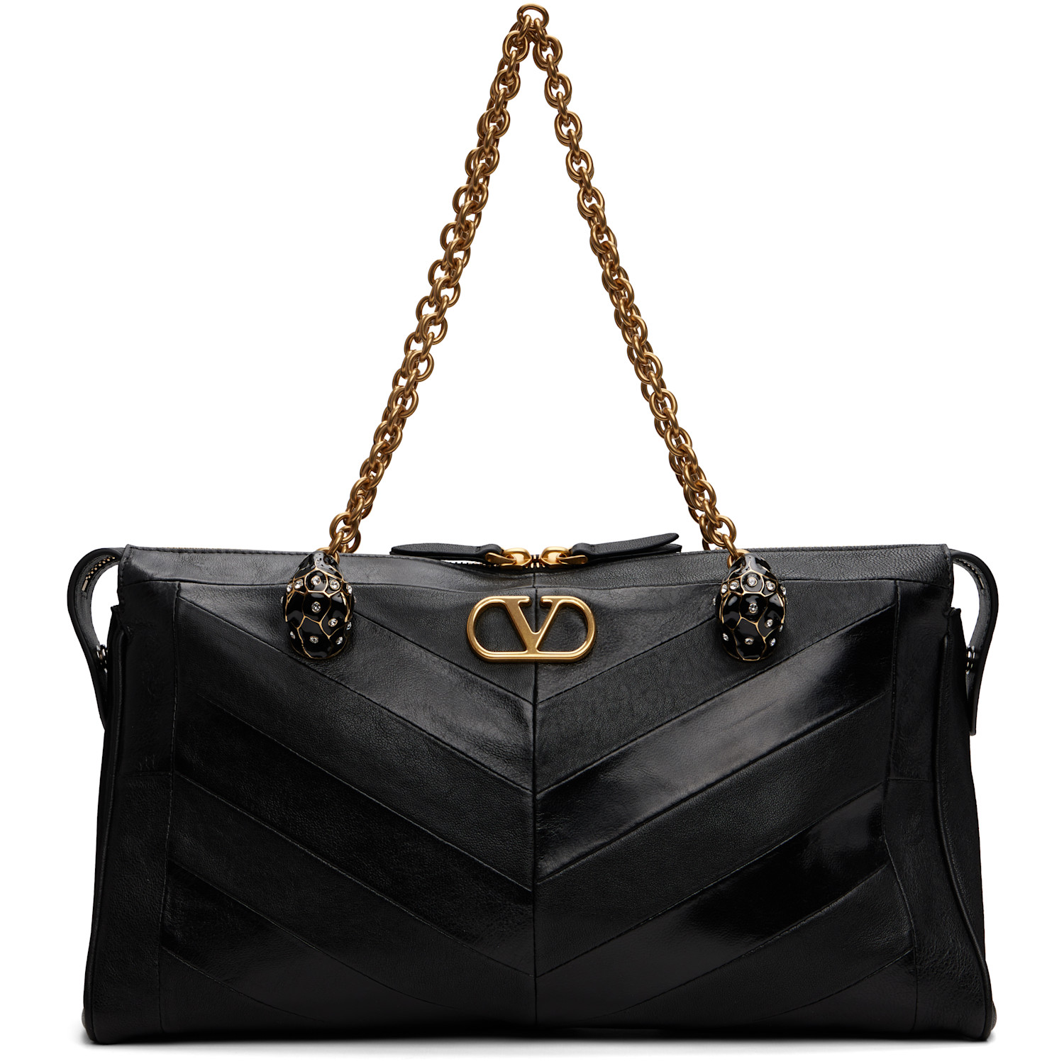 Valentino Garavani Black Panthea Medium Shoulder Bag