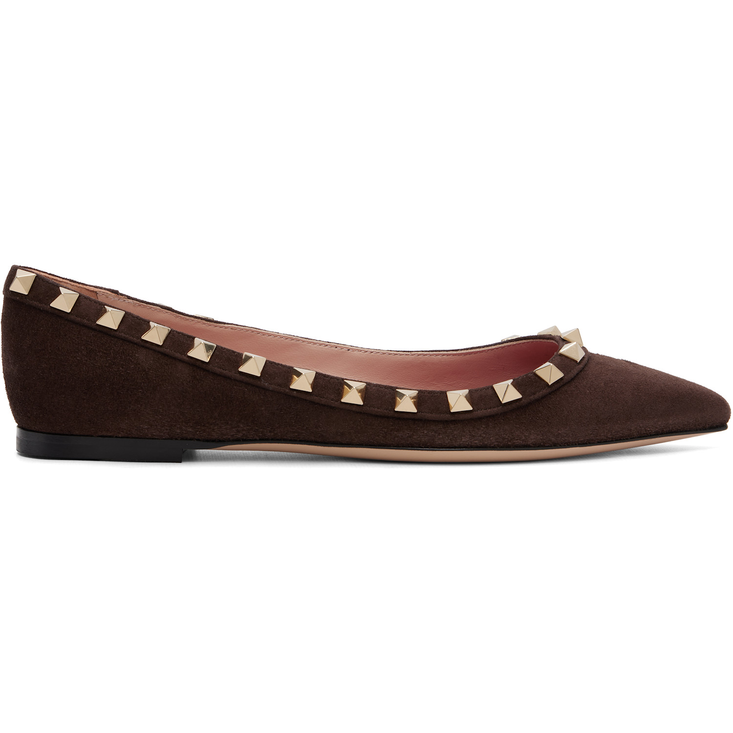 Valentino Garavani Brown Rockstud Ballerina Flats