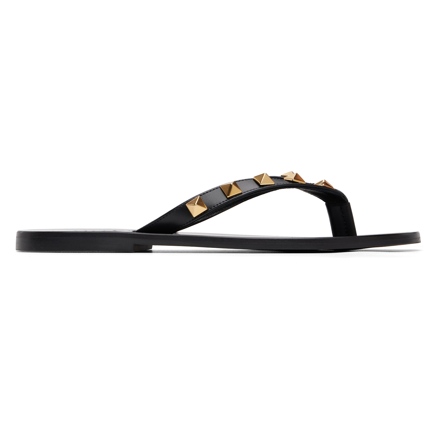 Valentino Garavani Black Rockstud Calfskin Flip-Flops