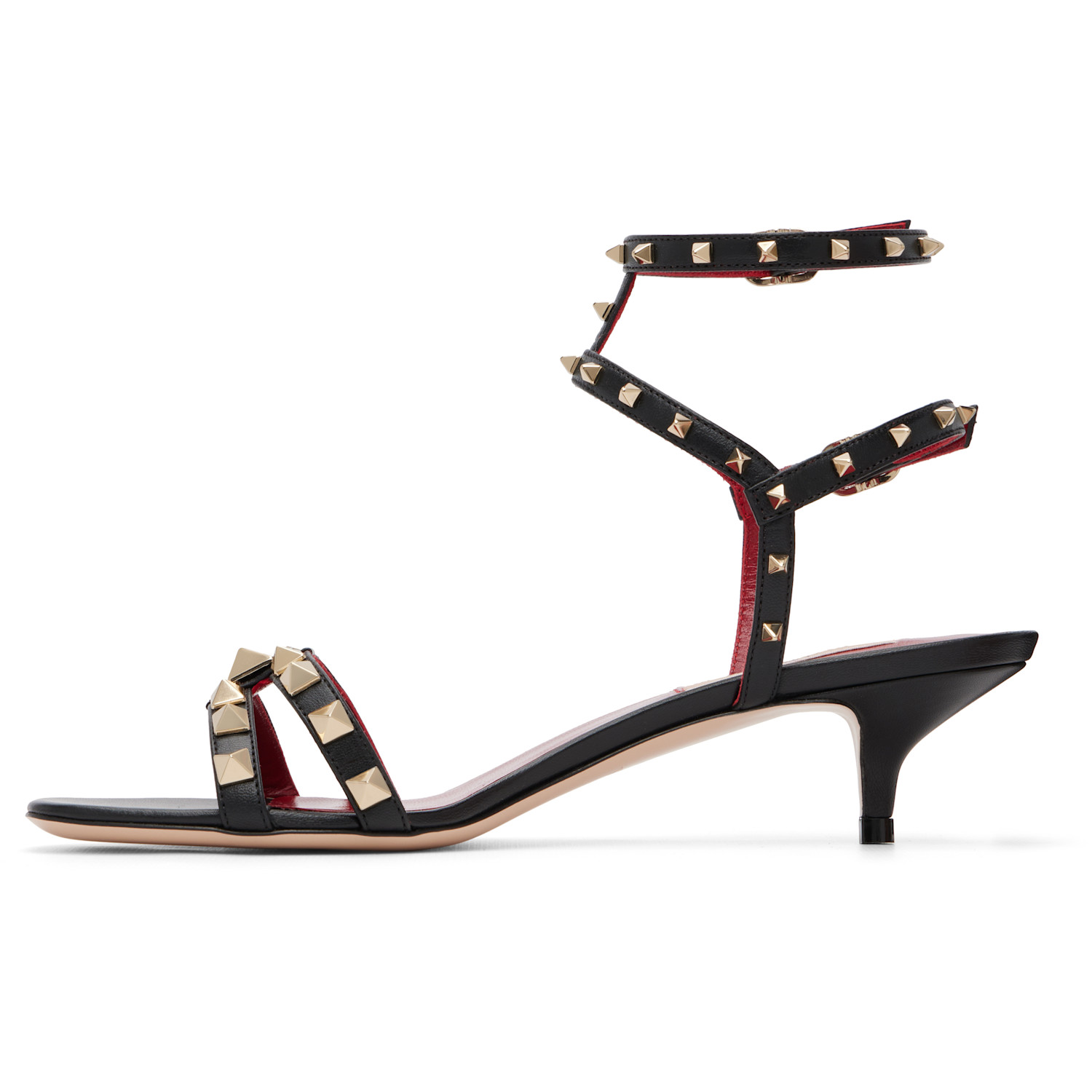  Valentino Garavani Black Rockstud Heeled Sandals 