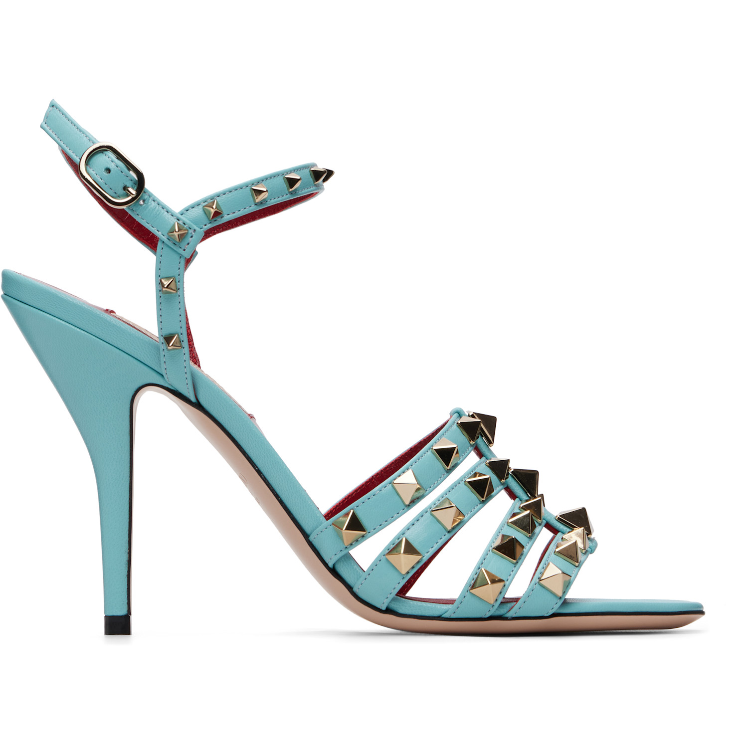 Valentino Garavani Blue Rockstud Kidskin Heeled Sandals